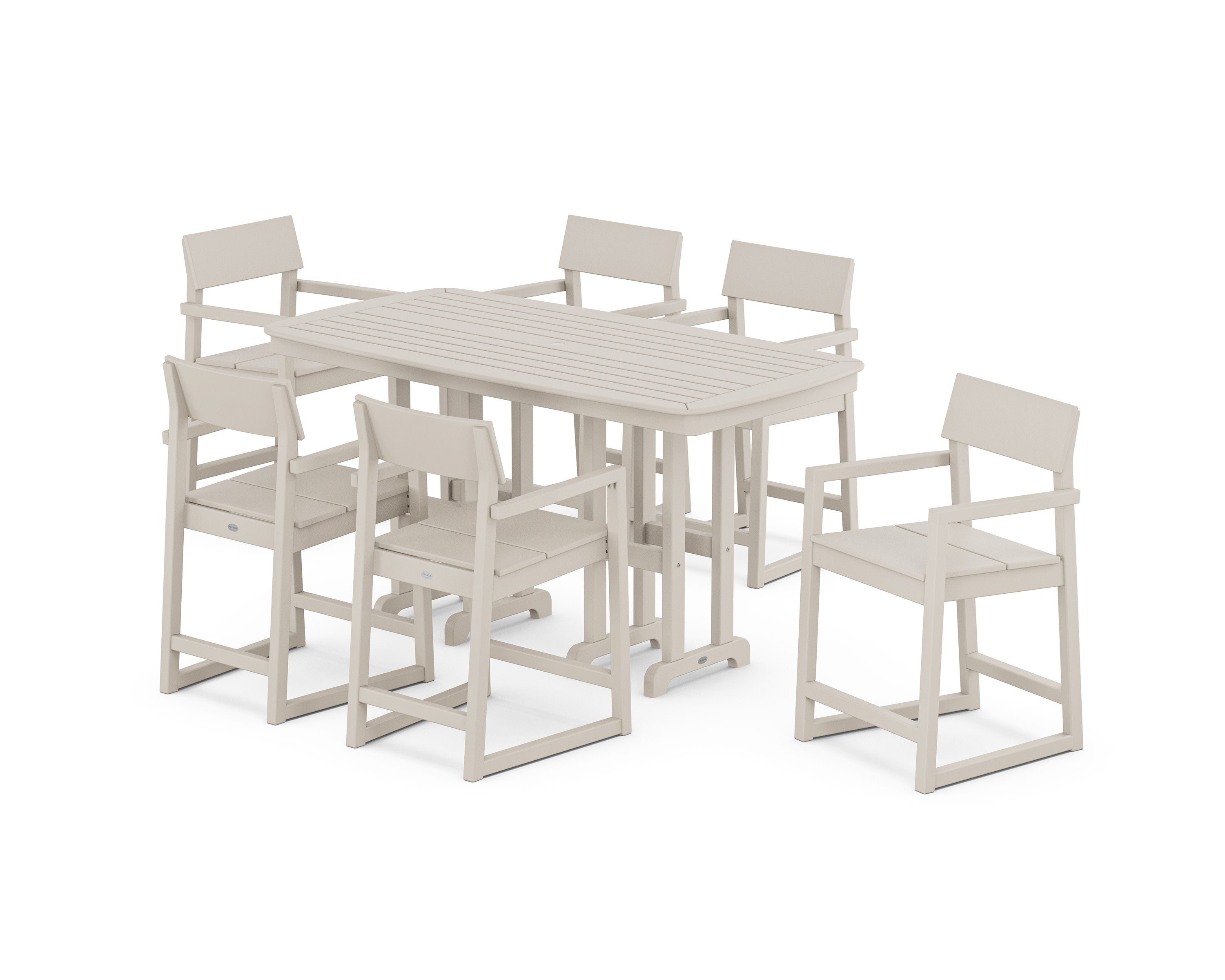 EDGE Arm Chair 7-Piece Counter Set in Sand