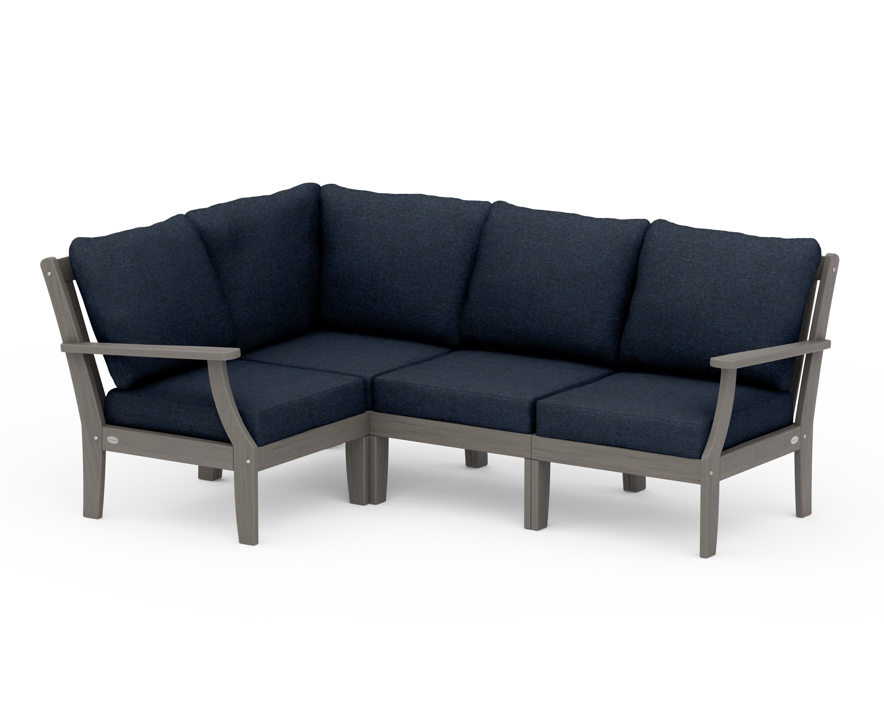 Braxton Modular 4-Piece Deep Seating Set in Driftwood / Marine Indigo