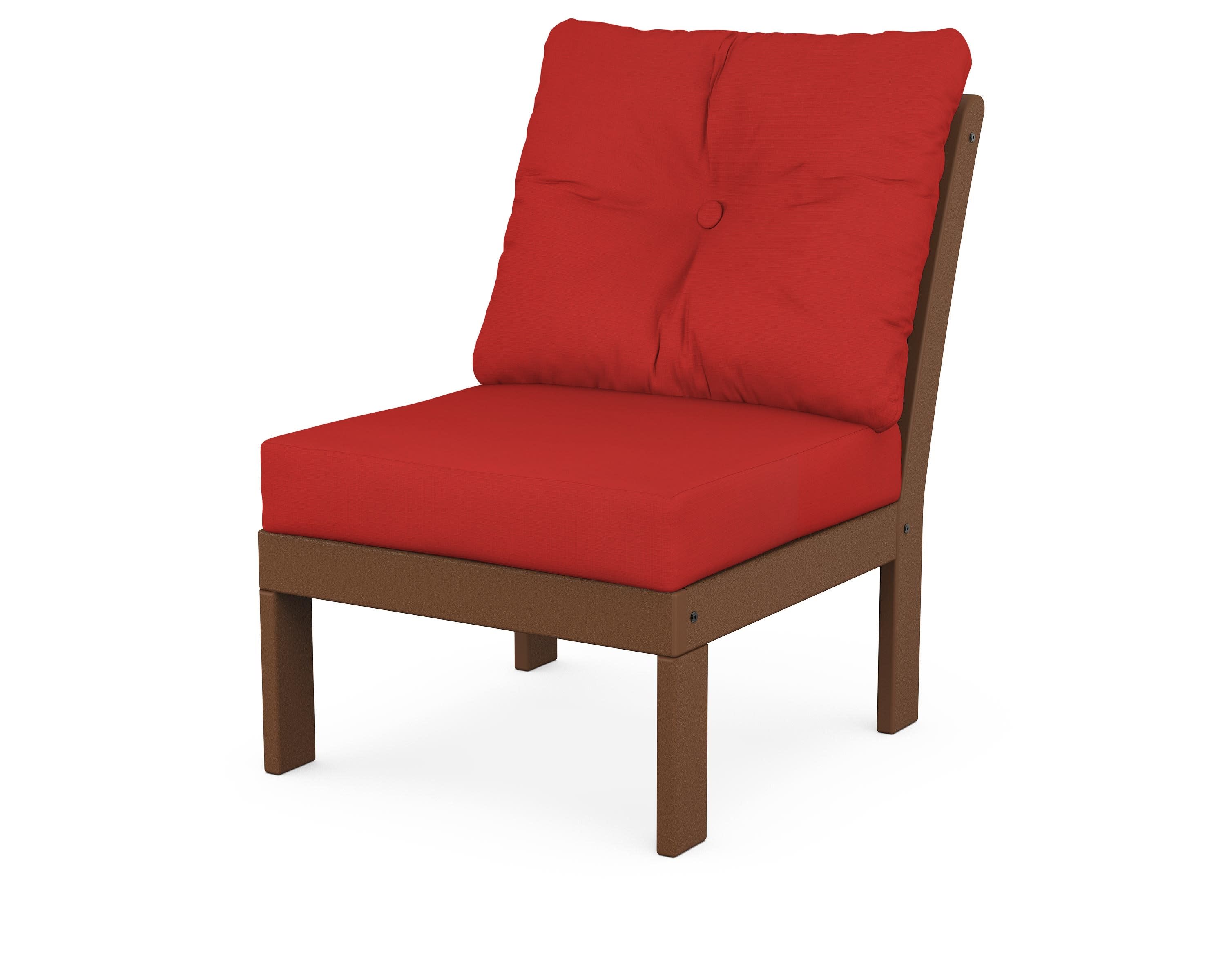 Vineyard Modular Armless Chair in Teak / Crimson Linen