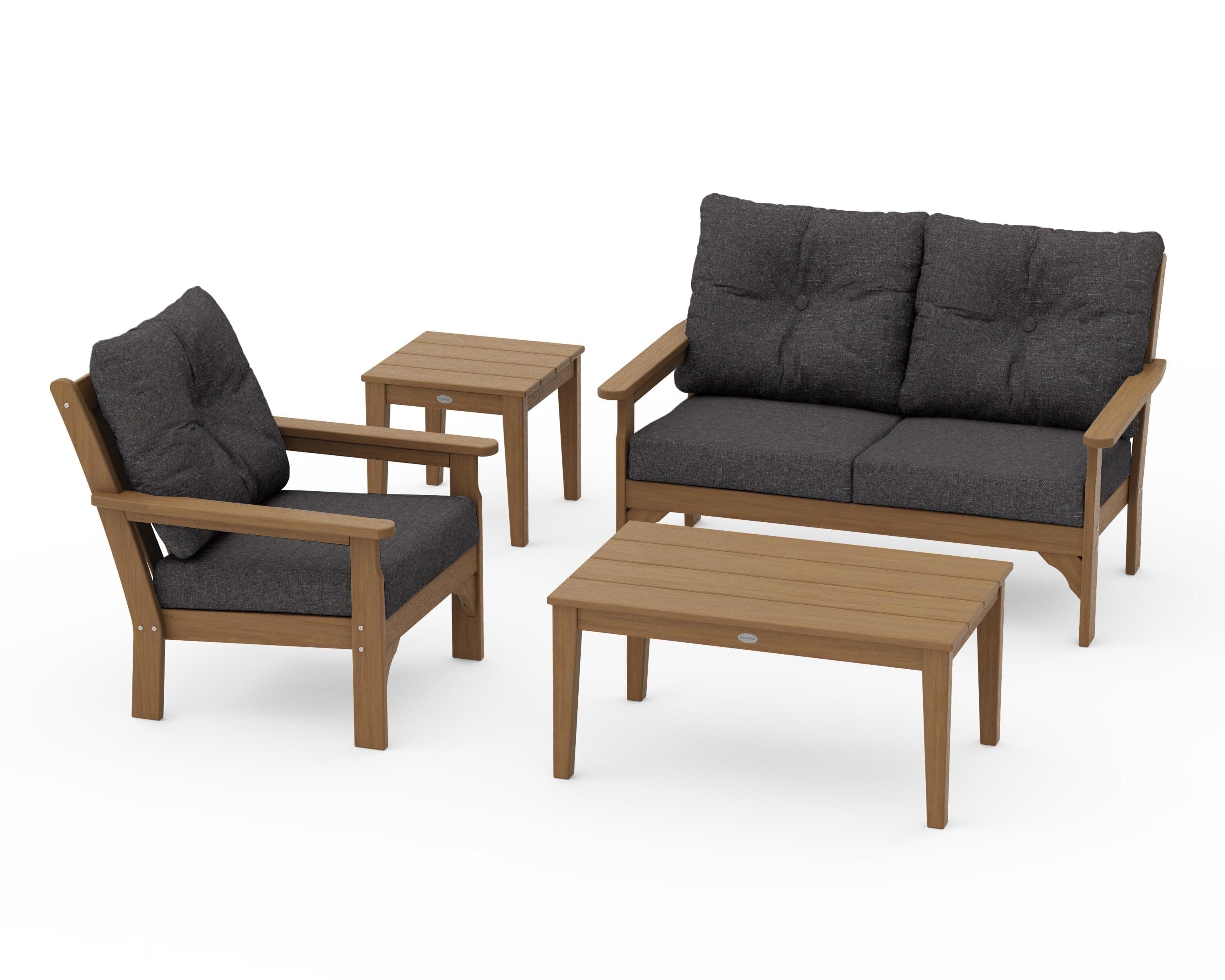 Vineyard 4-Piece Deep Seating Set in Natural / Ash Charcoal