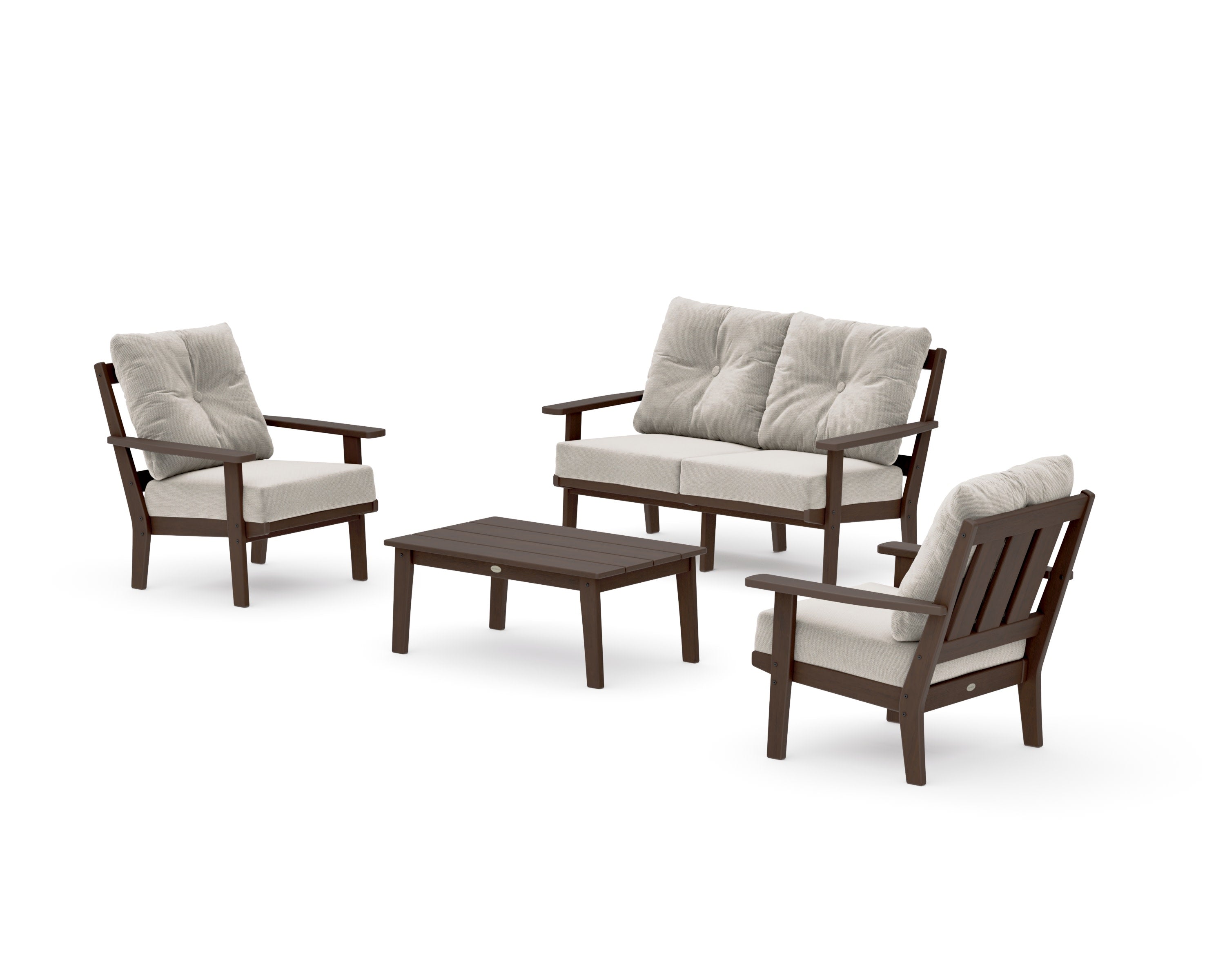 Oxford 4-Piece Deep Seating Set with Loveseat in Kona / Dune Burlap