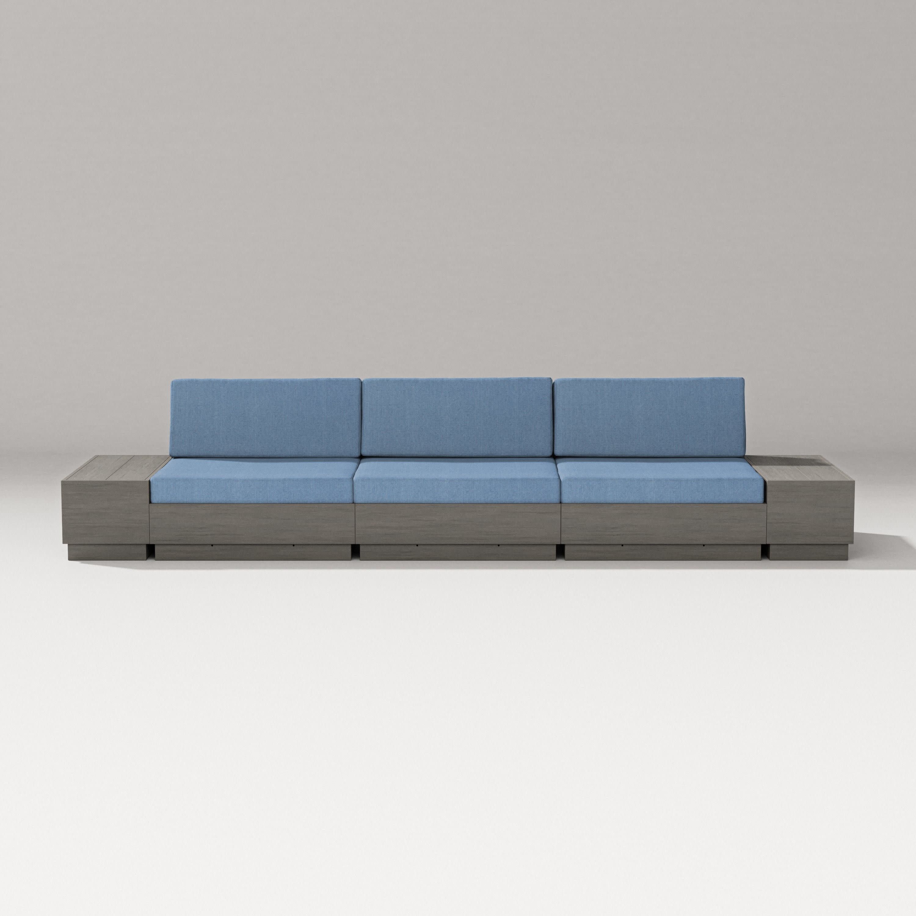 Elevate Straight Sectional in Driftwood / Sky Blue