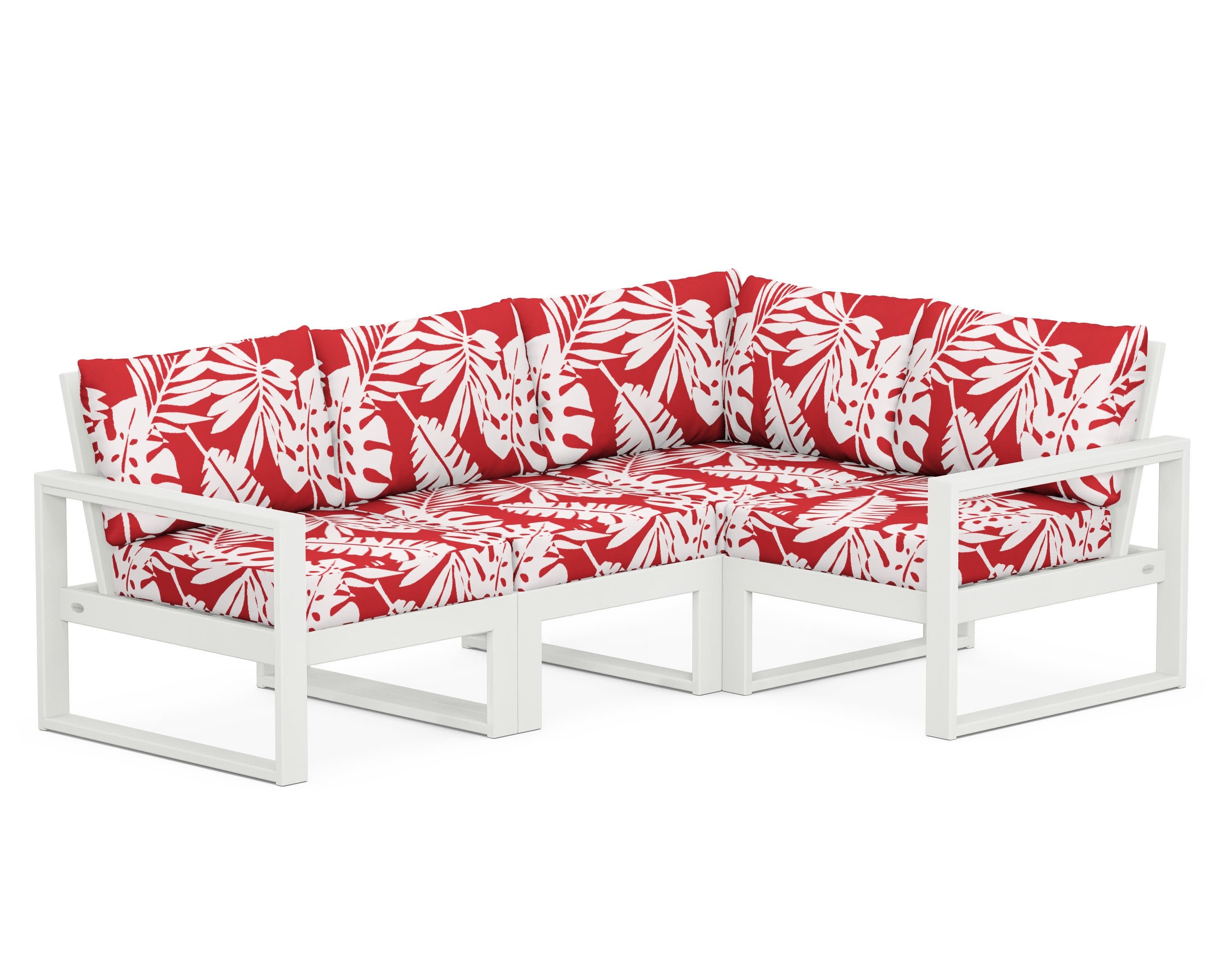 EDGE 4-Piece Modular Deep Seating Set in Vintage White / Leaf Crimson