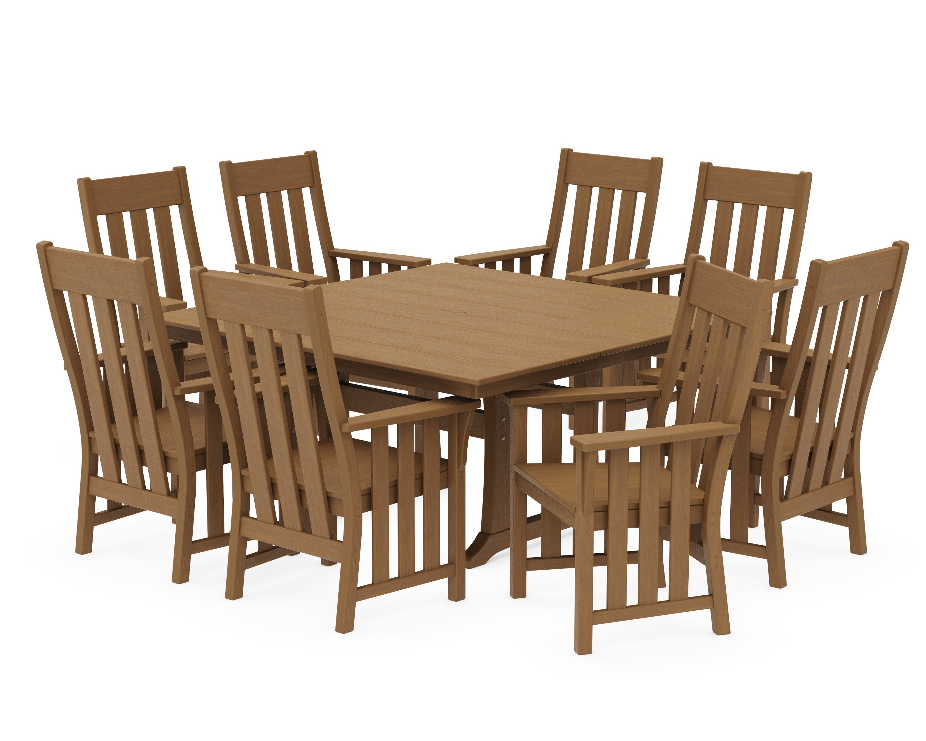 Acadia 9-Piece Square Farmhouse Dining Set with Trestle Legs in Natural
