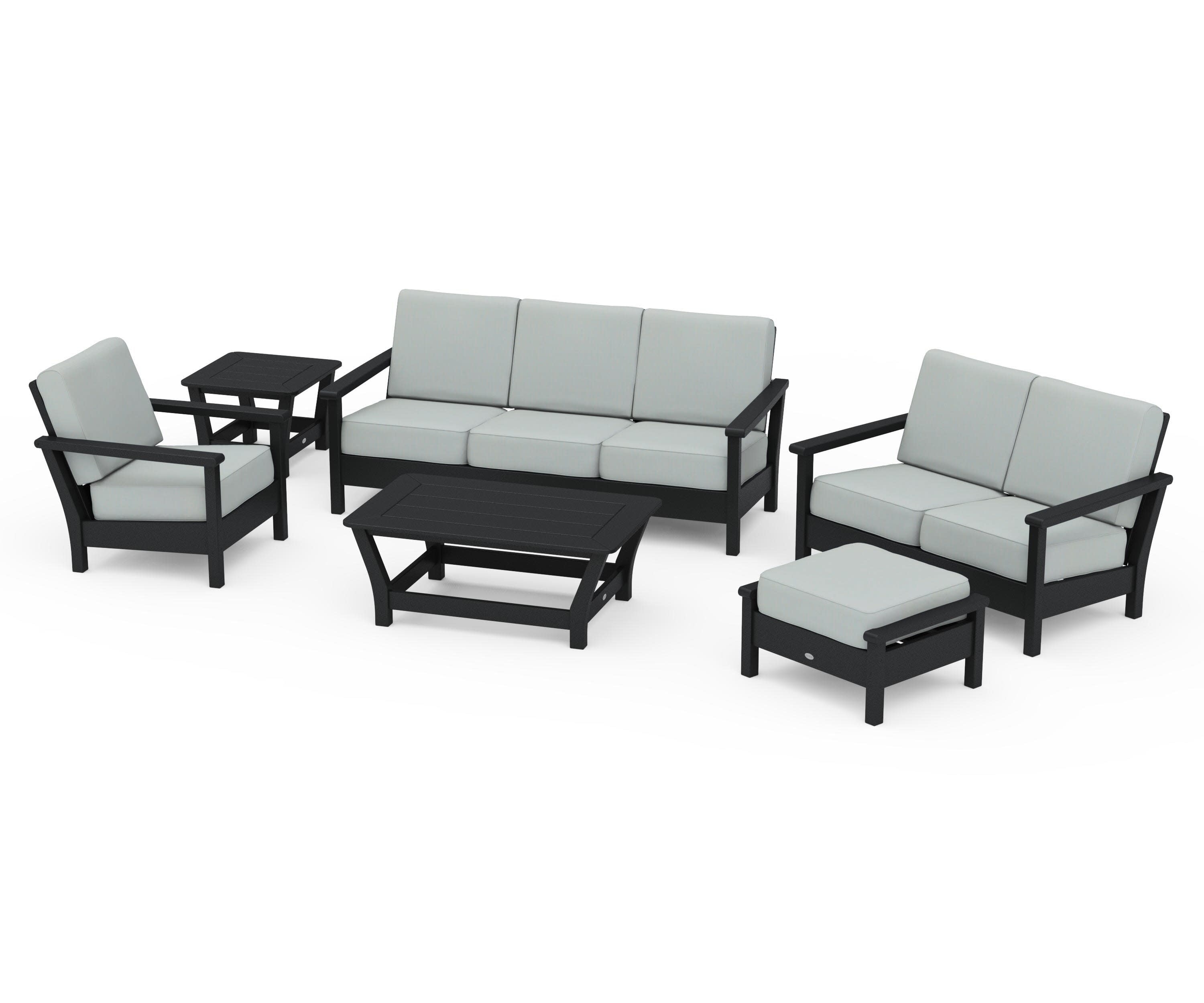 Harbour 6-Piece Outdoor Living Set in Black / Spa