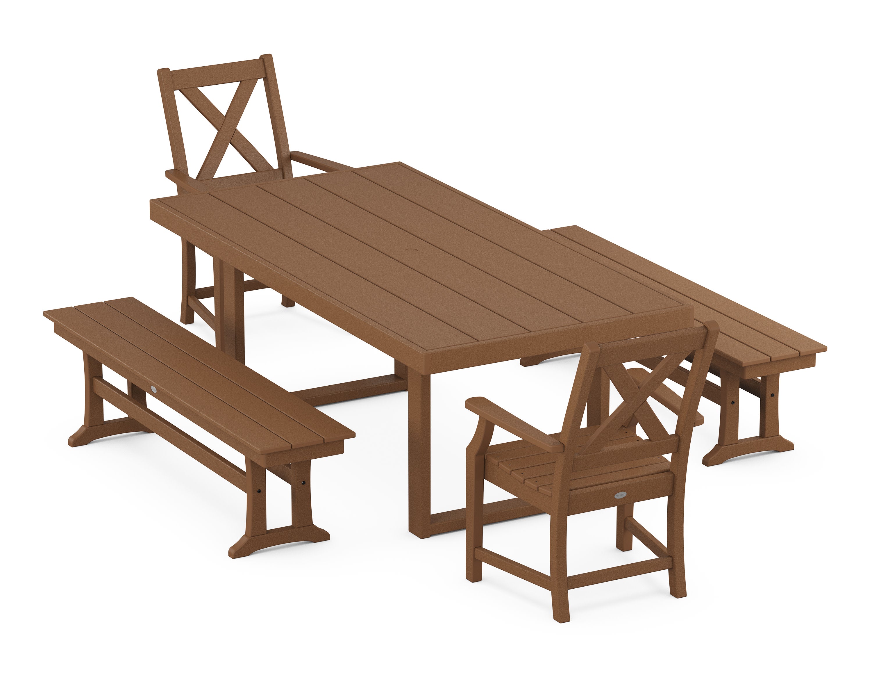 Braxton 5-Piece Dining Set with Benches in Teak