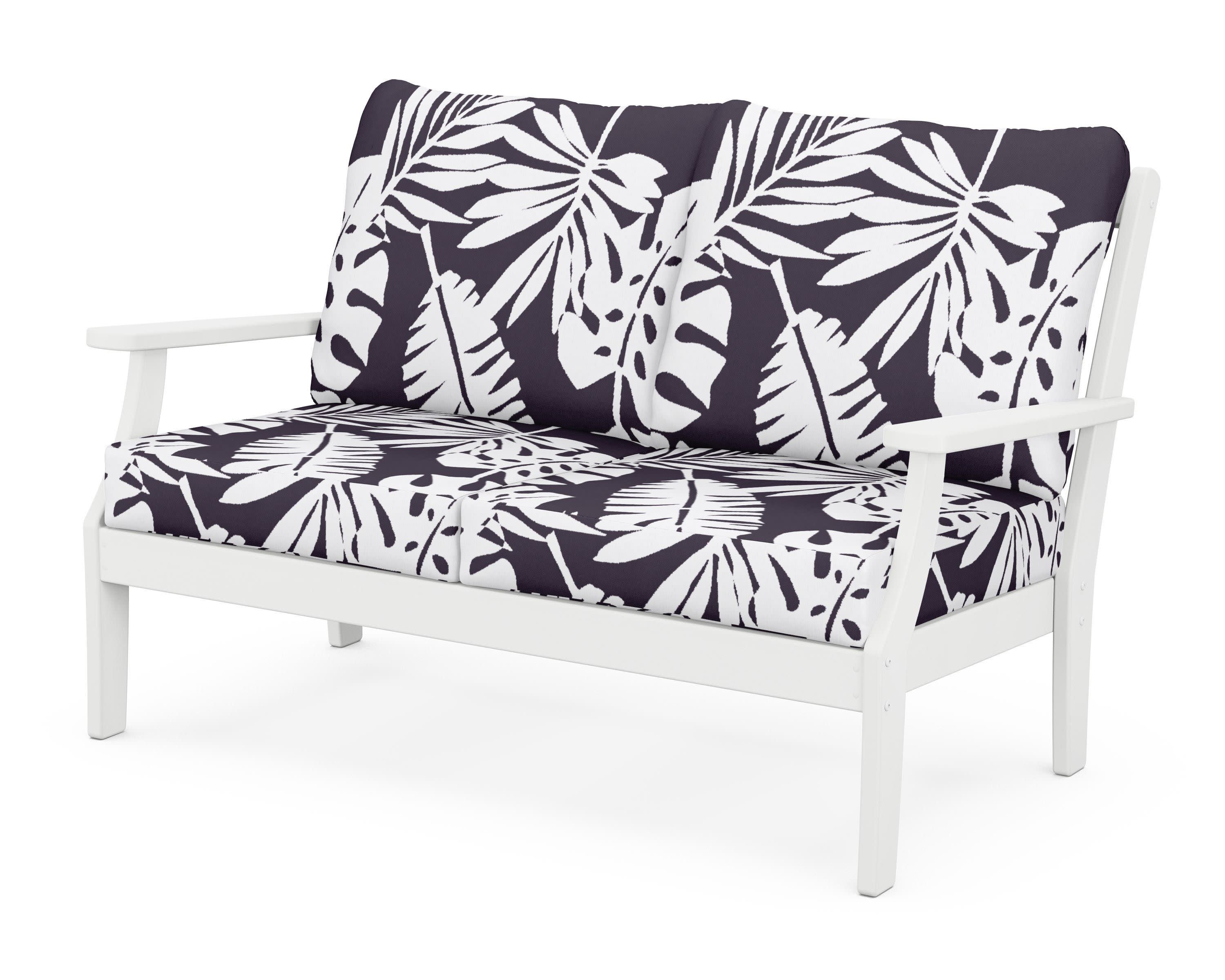 Braxton Deep Seating Loveseat in White / Leaf Navy