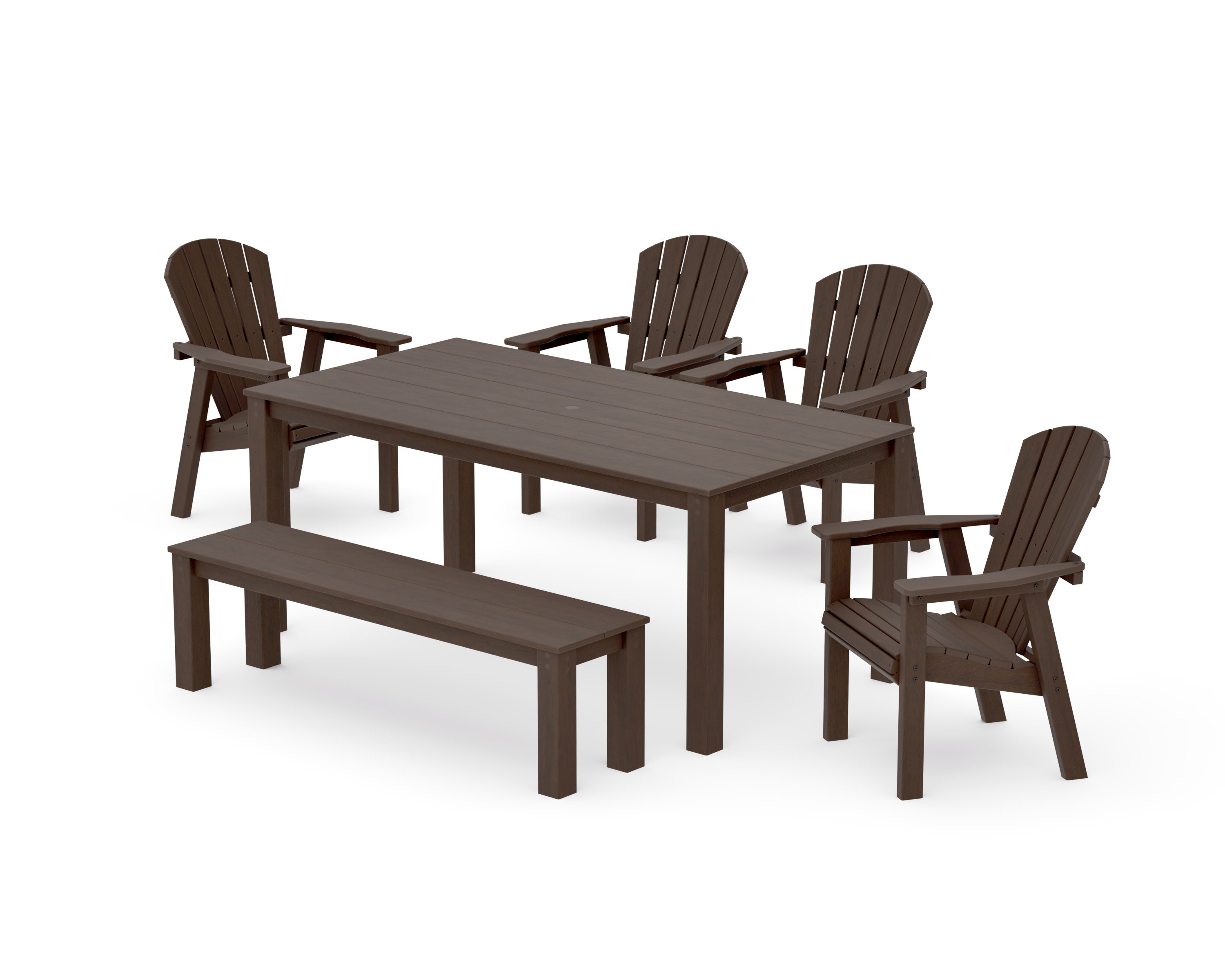 Seashell 6-Piece Parsons Dining Set with Bench in Kona