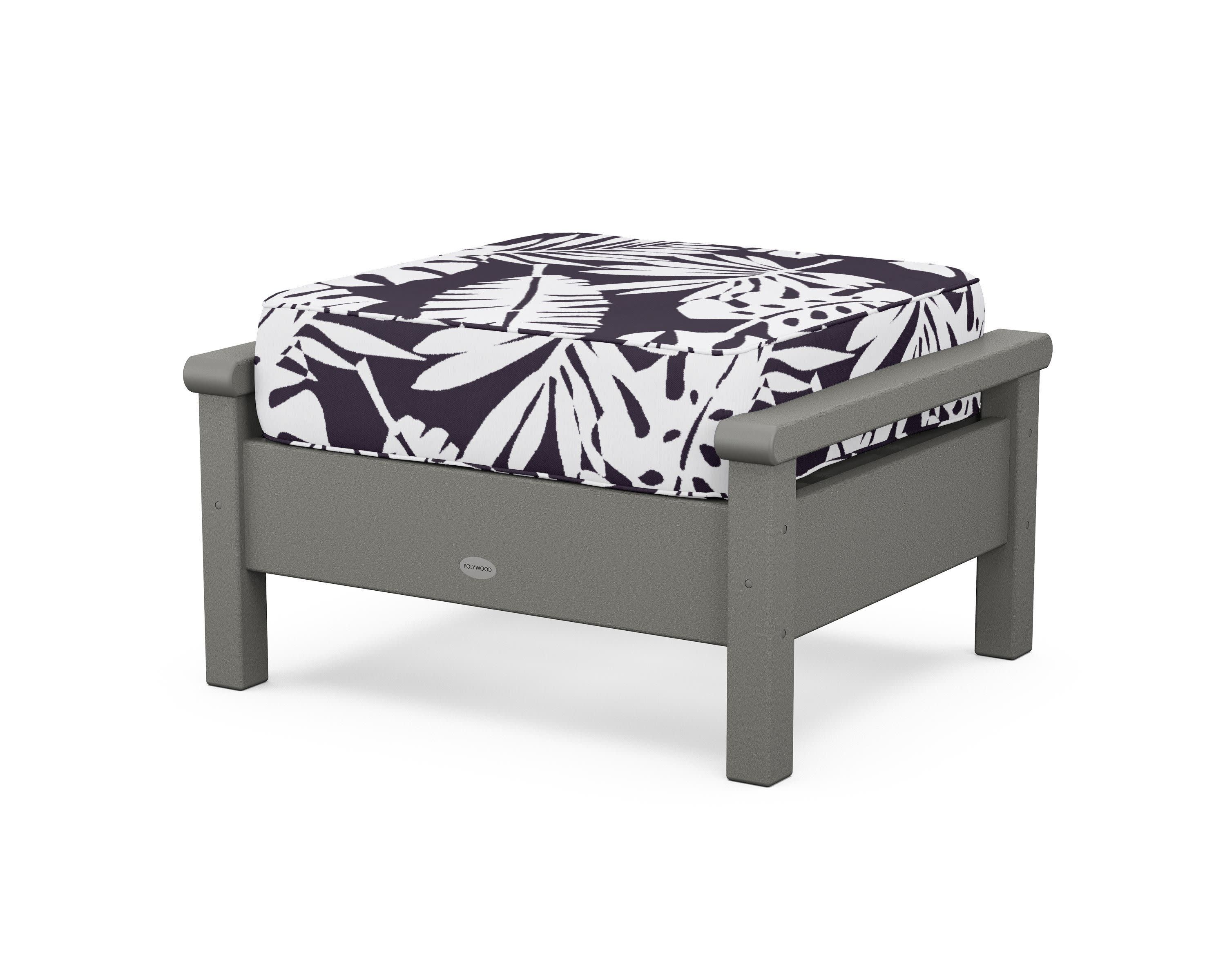 Harbour Deep Seating Ottoman in Slate Grey / Leaf Navy