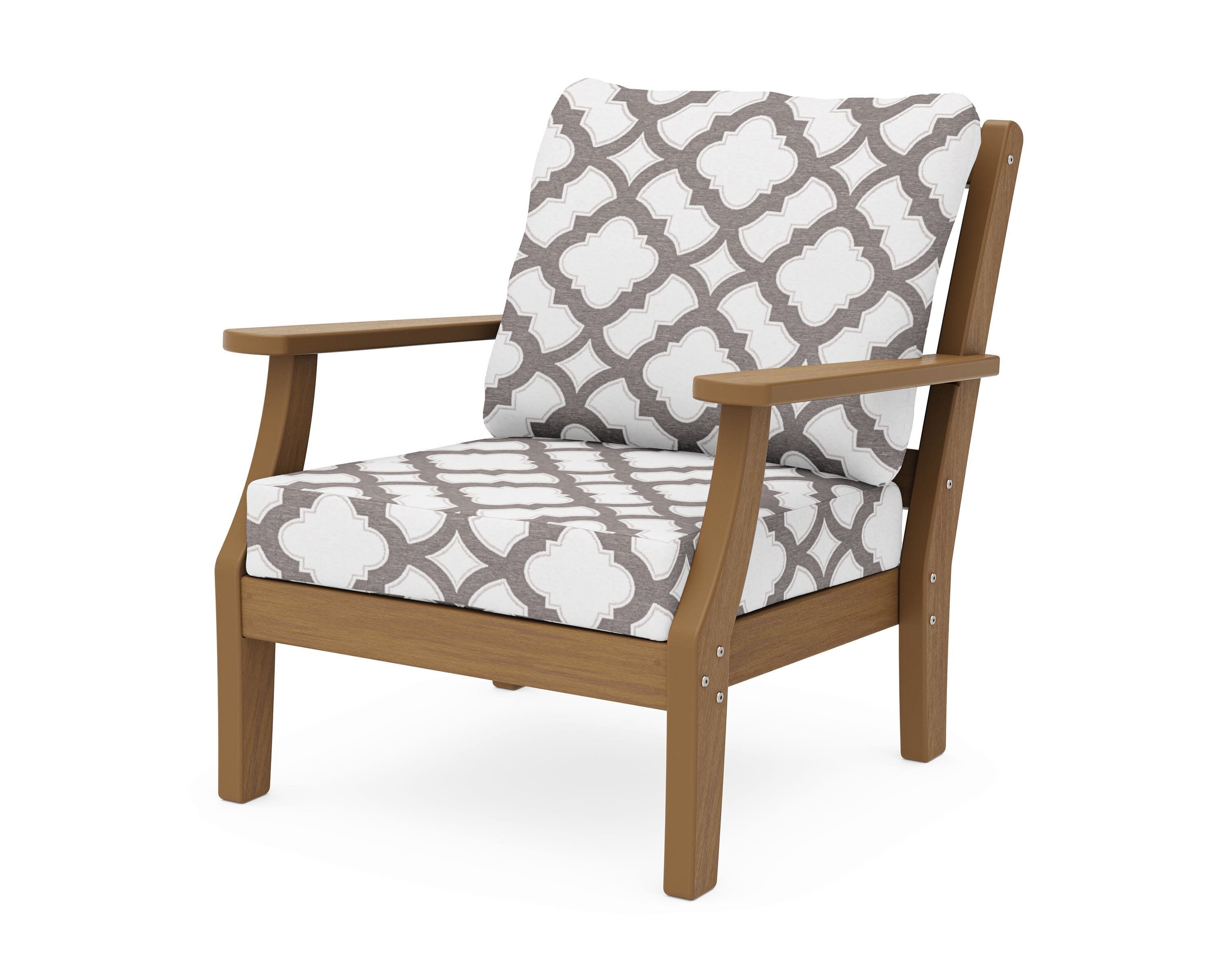 Chinoiserie Deep Seating Chair in Natural / Trellis Grey Mist