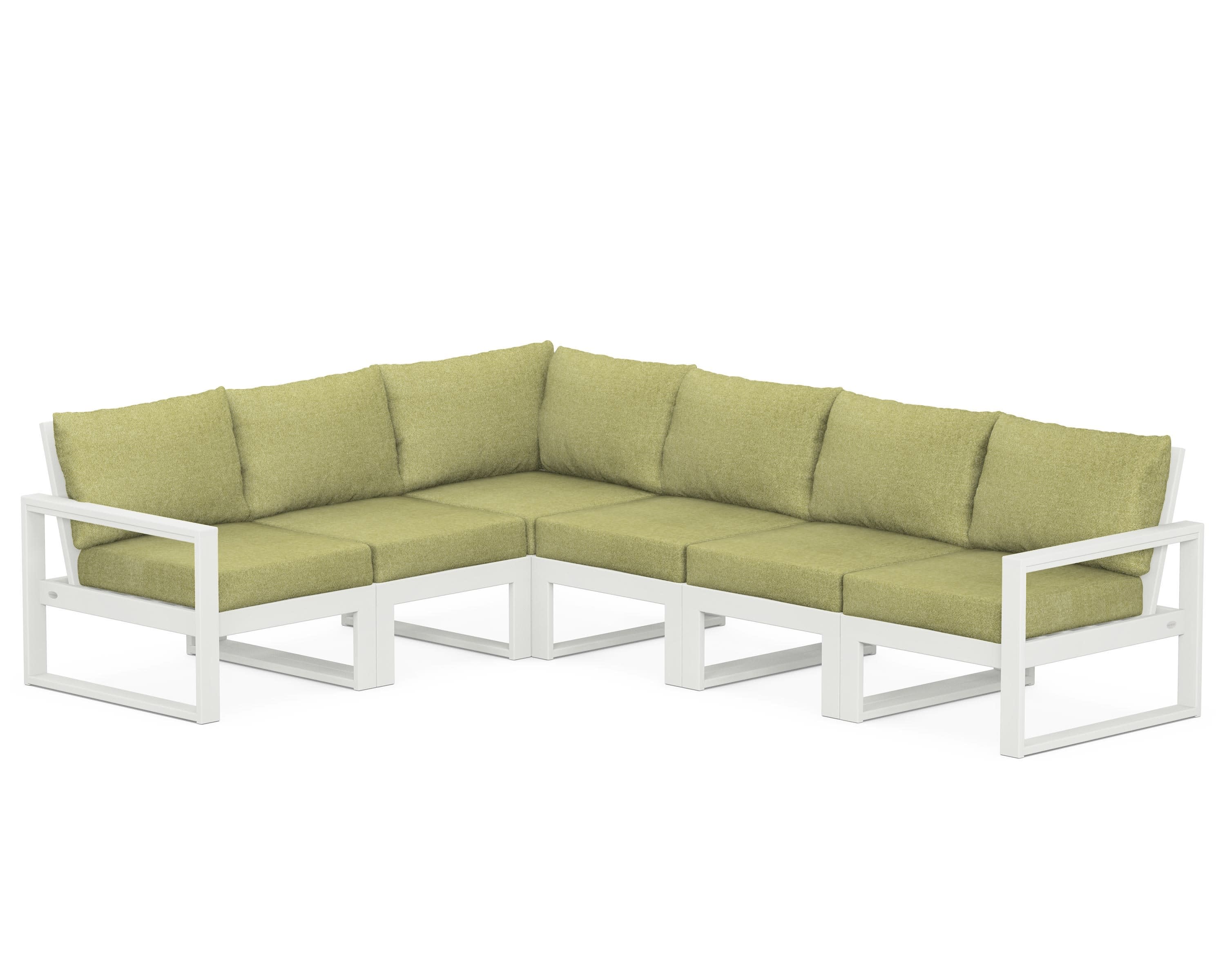 EDGE 6-Piece Modular Deep Seating Set in Vintage White / Chartreuse Boucle