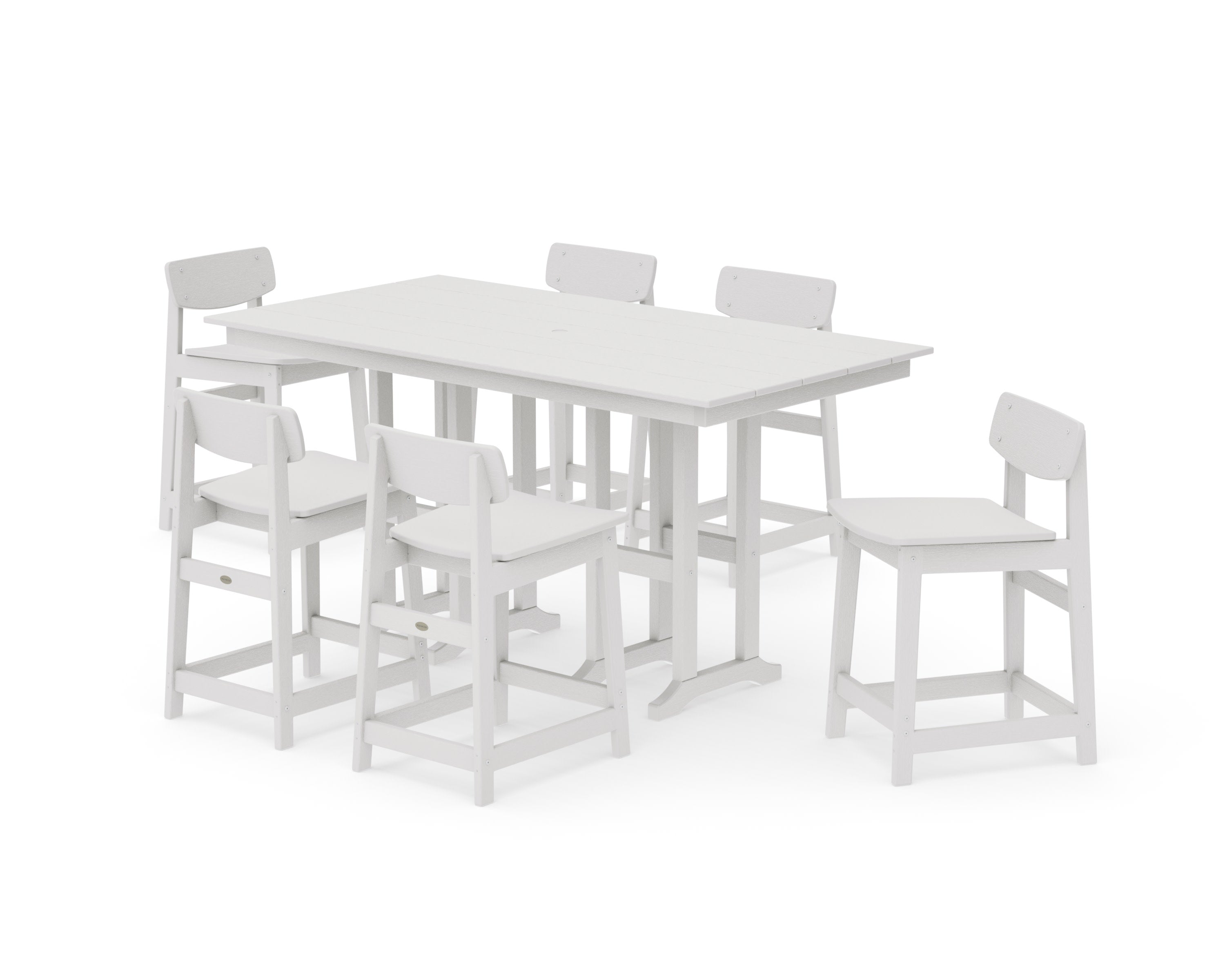 Modern Studio Urban Lowback Counter Chair 7-Piece Set in Vintage White
