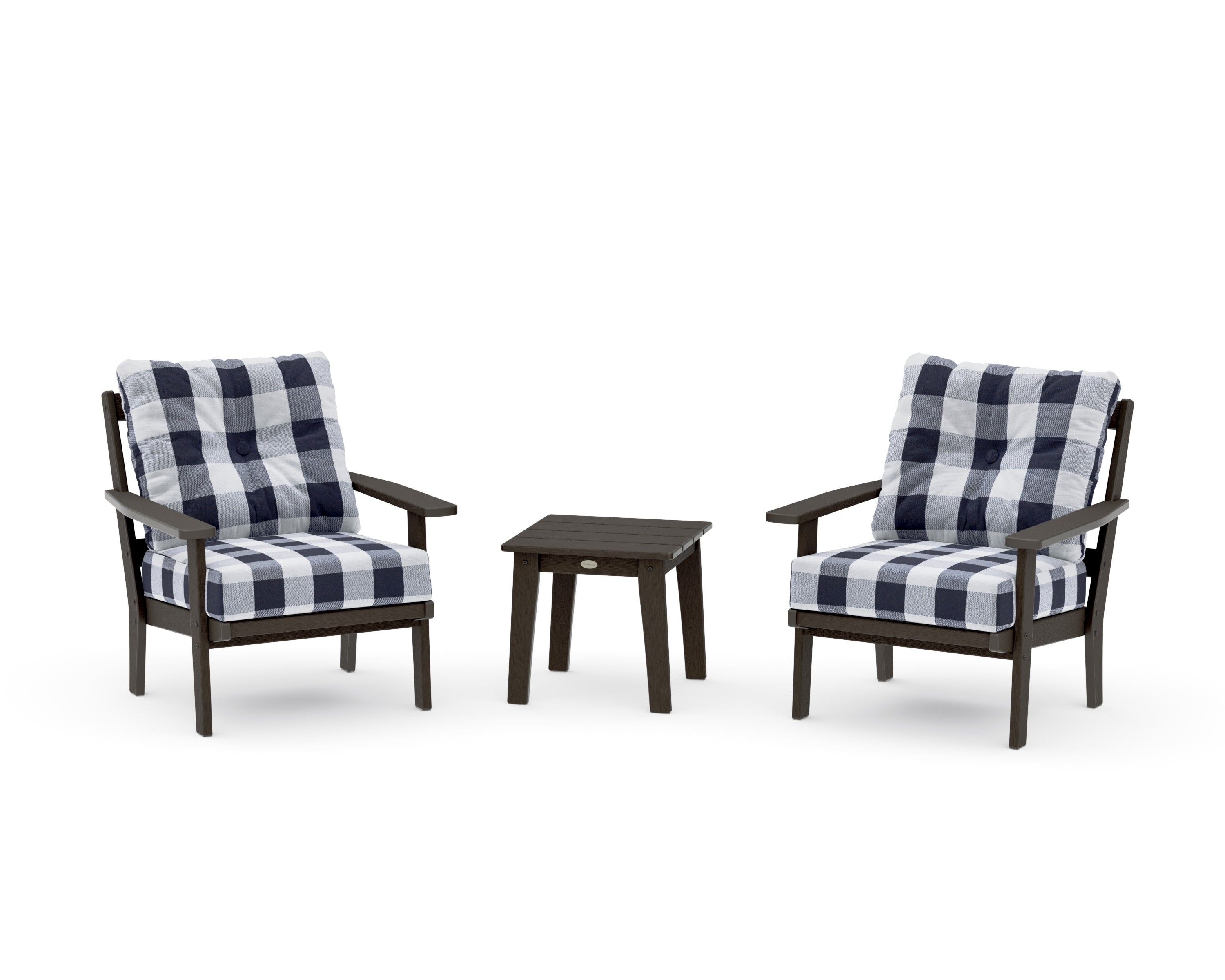 Prairie 3-Piece Deep Seating Set in Vintage Coffee / Buffalo Plaid Navy