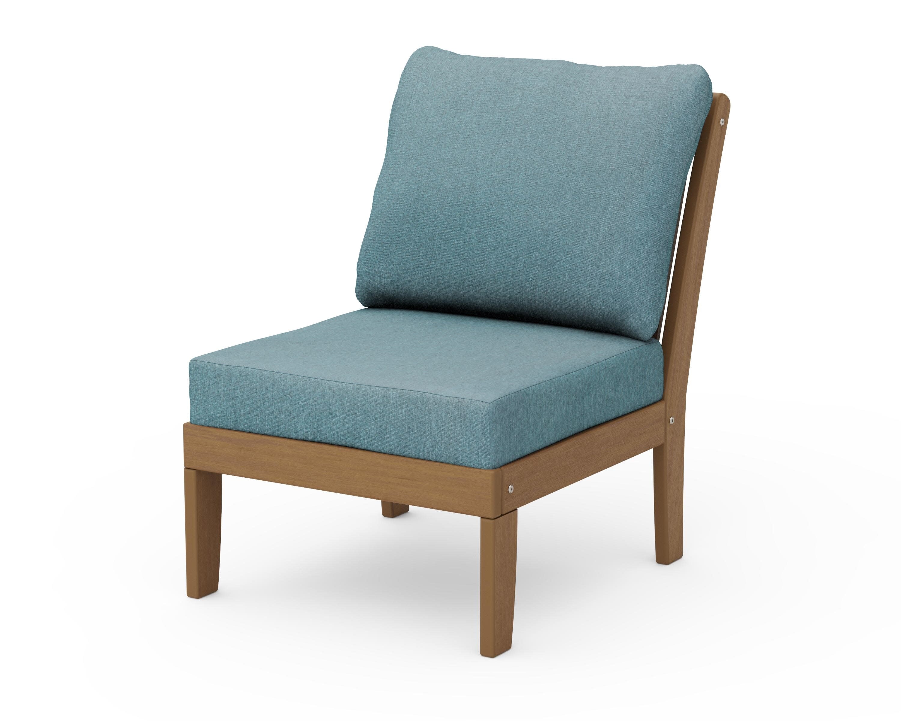 Braxton Modular Armless Chair in Natural / Ocean Teal
