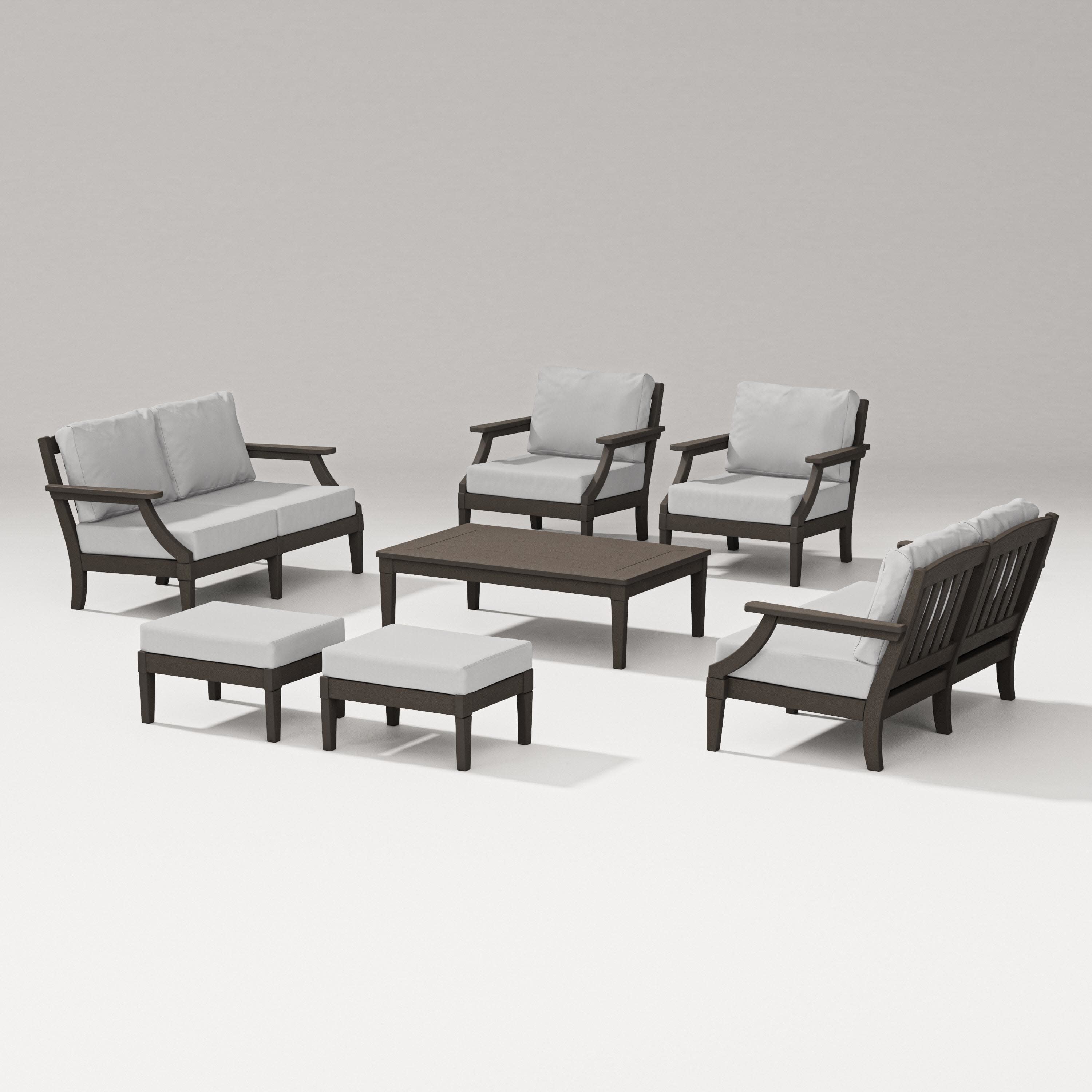 Estate 7-Piece Lounge Loveseat Set in Vintage Coffee / Diamond in the Rough