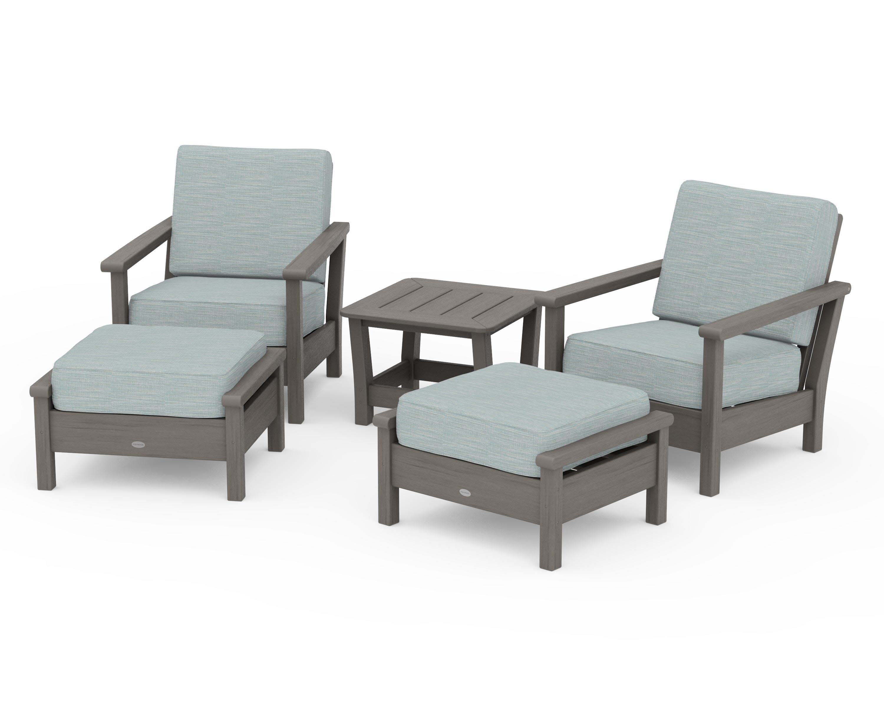 Harbour 5-Piece Deep Seating Chair Set in Driftwood / Soothe Mist