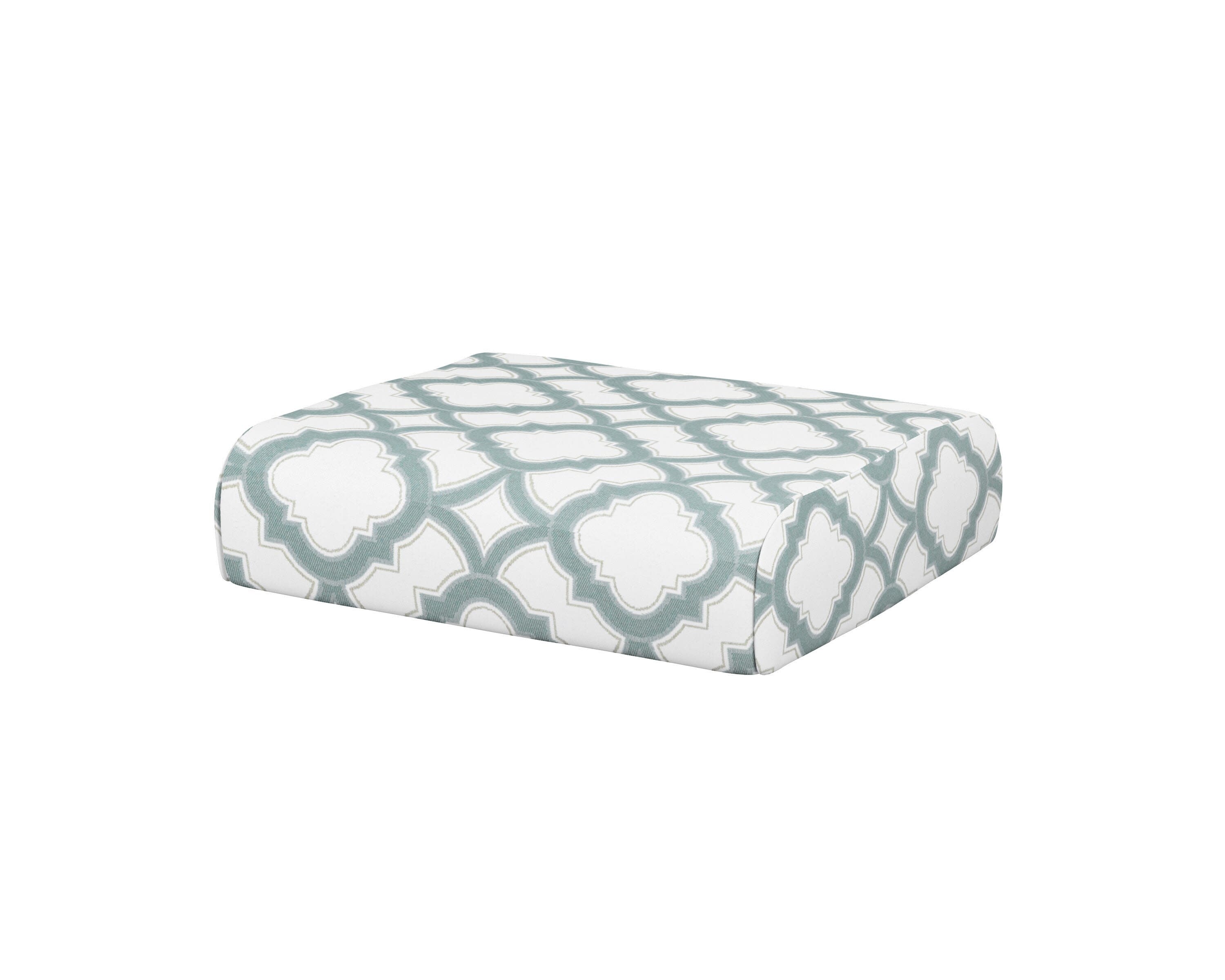 Club Ottoman Cushion in Trellis Glacier Spa