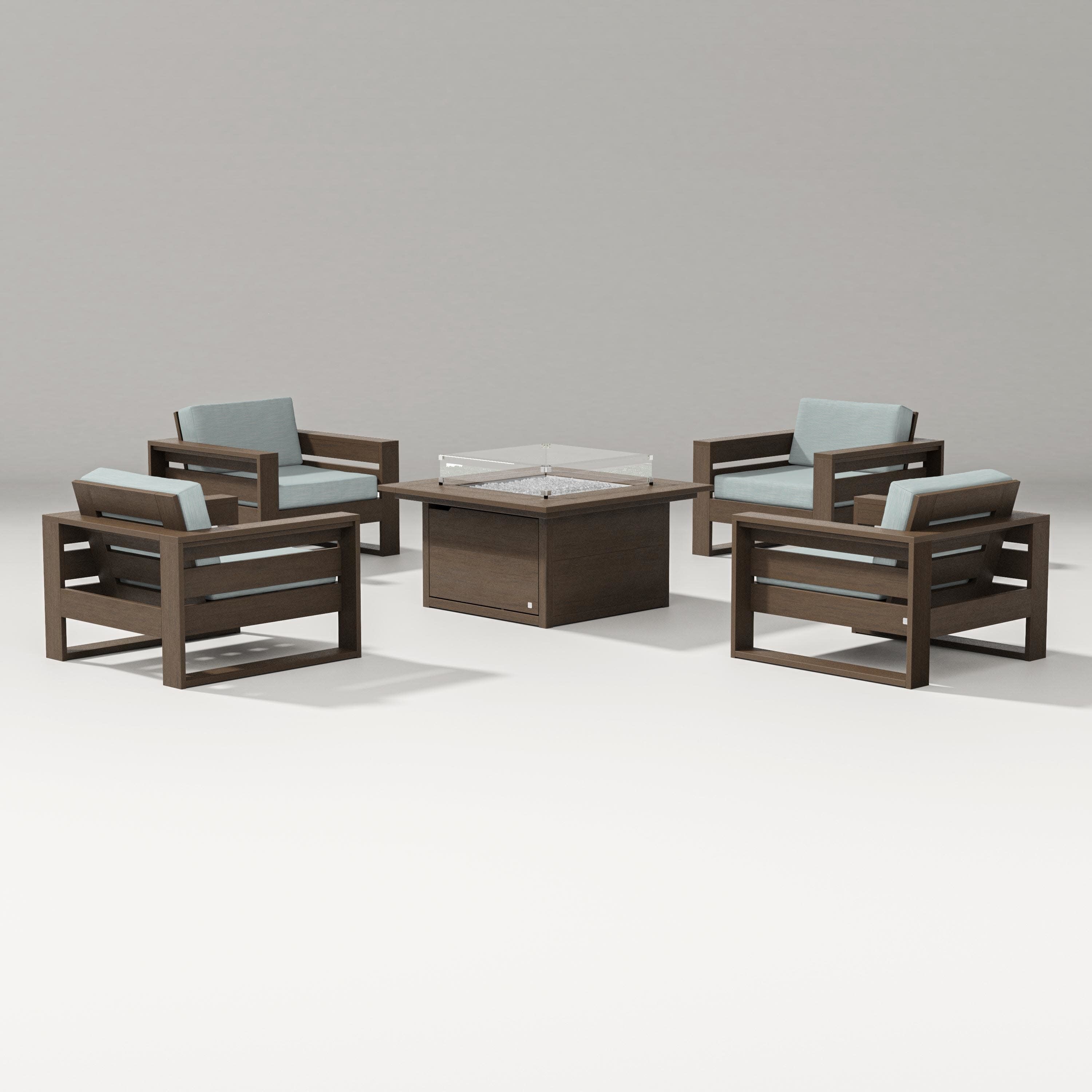 Latitude 5-Piece Lounge Fire Table Set in Kona / Soothe Mist