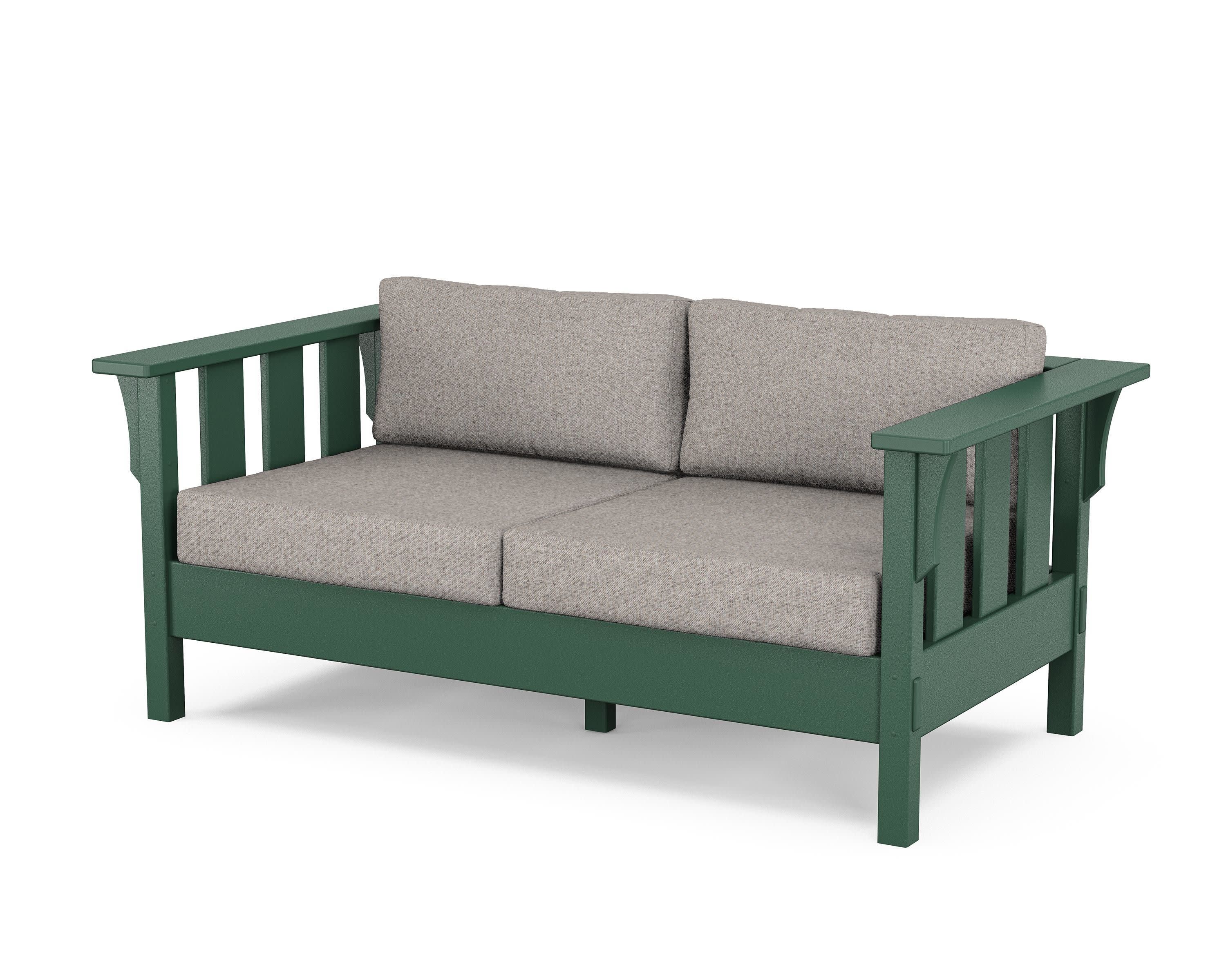 Acadia Deep Seating Loveseat in Green / Weathered Tweed