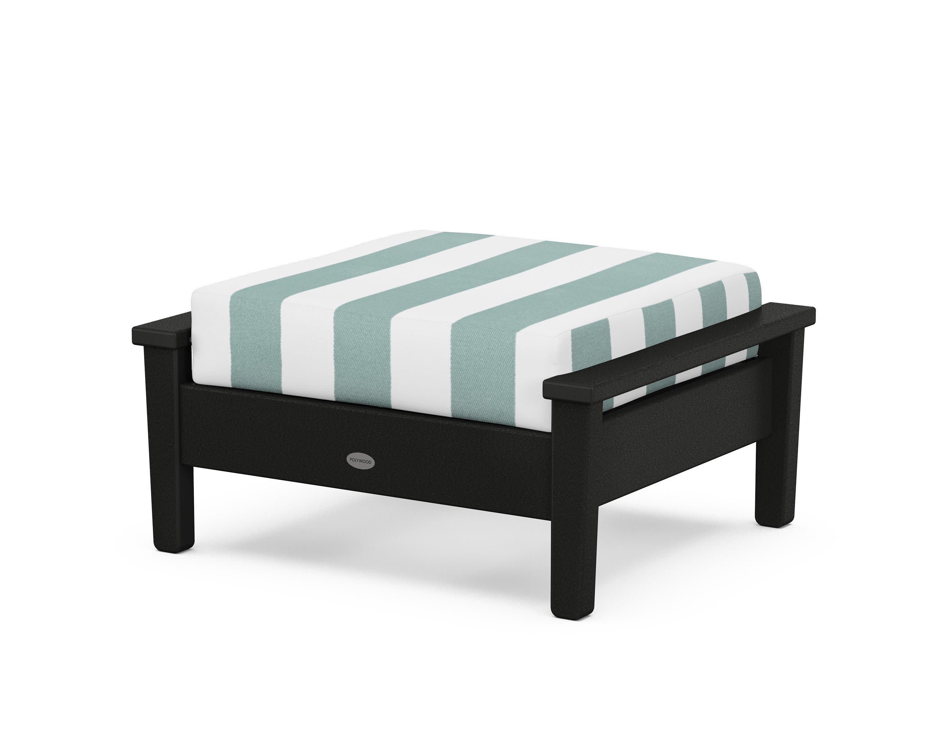Prescott Deep Seating Ottoman in Black / Cabana Stripe Glacier Spa