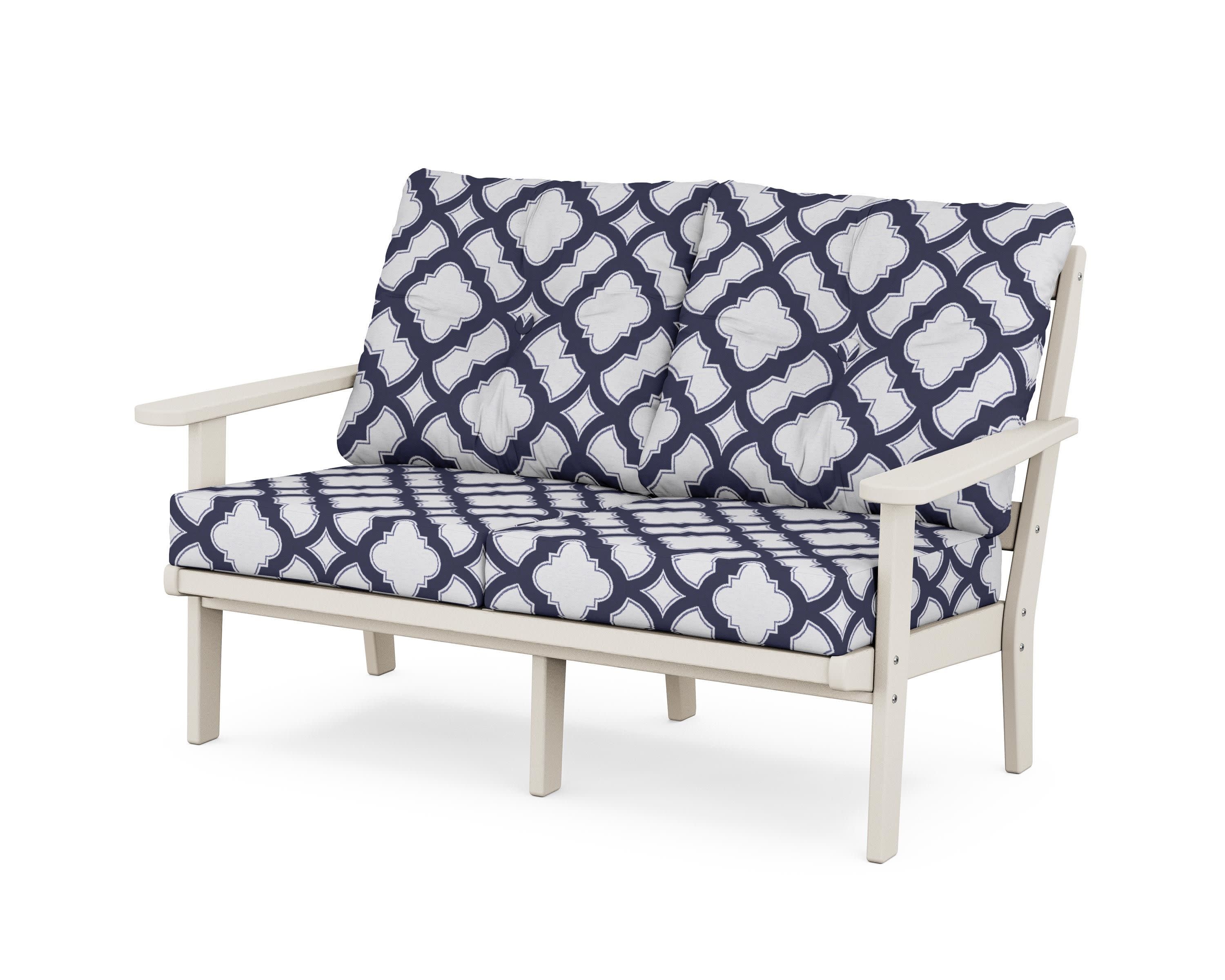Mission Deep SeatingLoveseat in Sand / Trellis Navy