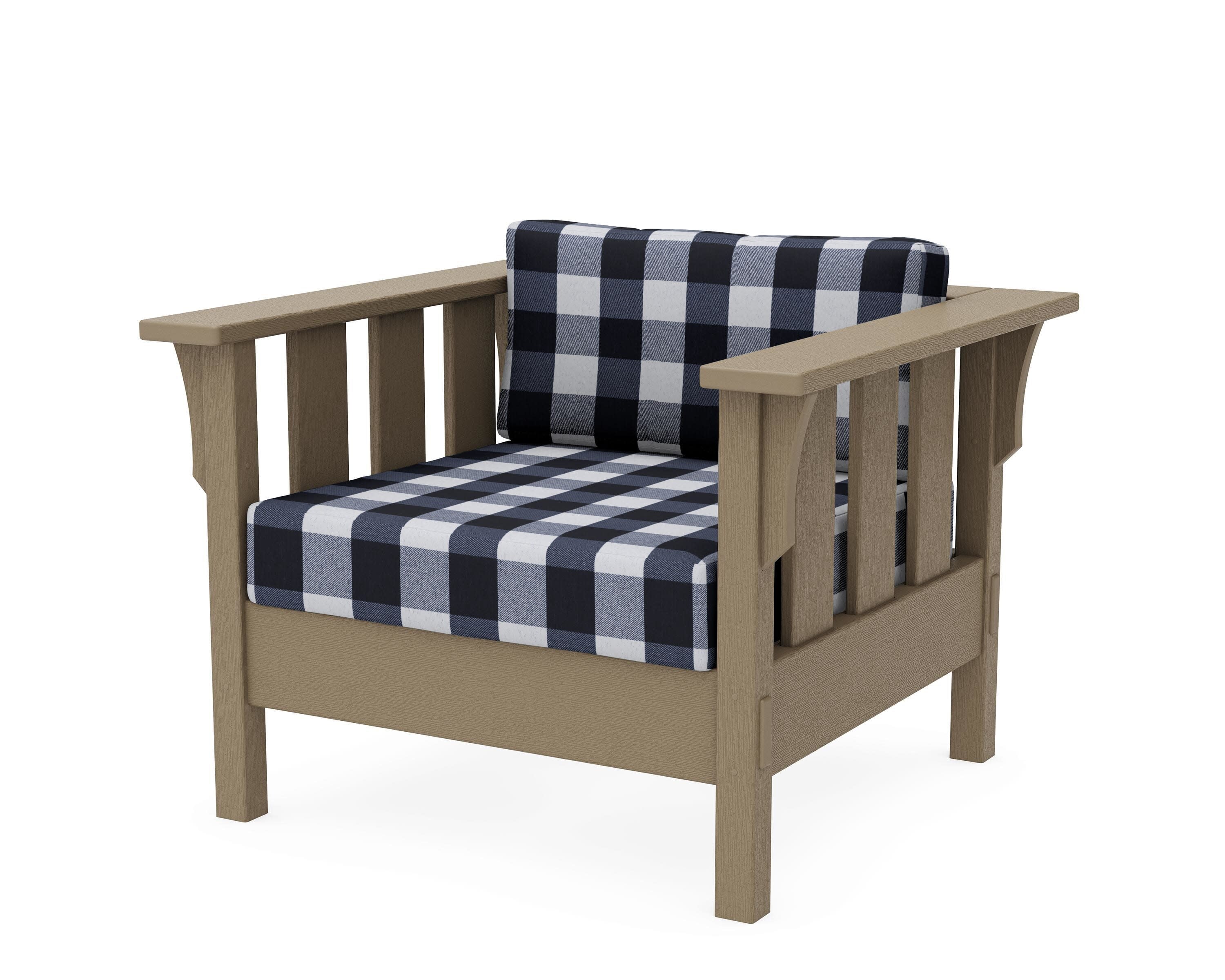 Acadia Deep Seating Chair in Vintage Sahara / Buffalo Plaid Marine Indigo