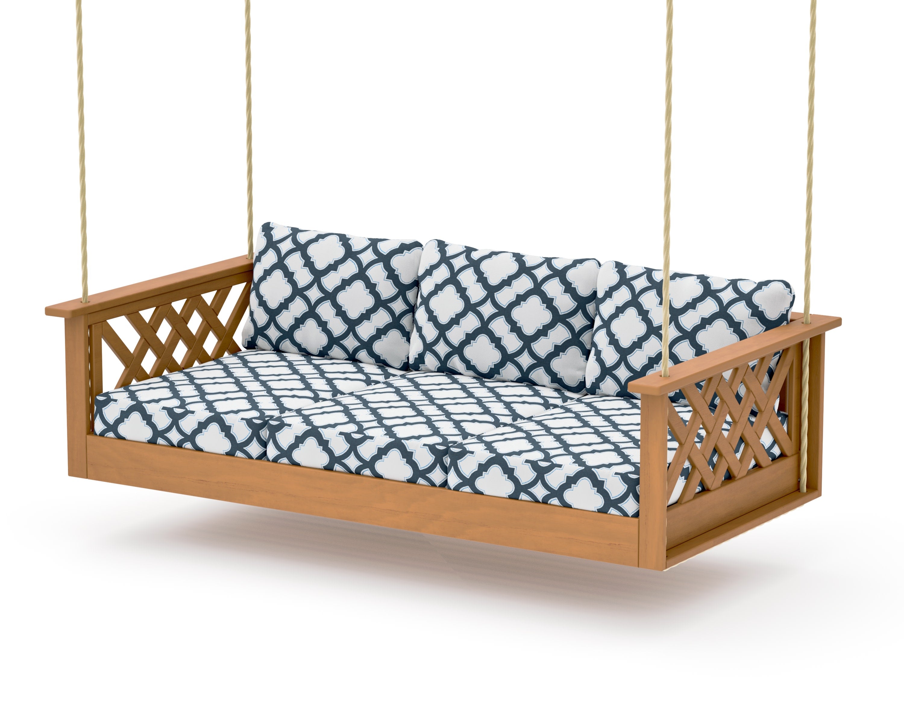 Wovendale Daybed Swing in Natural / Trellis Marine Indigo