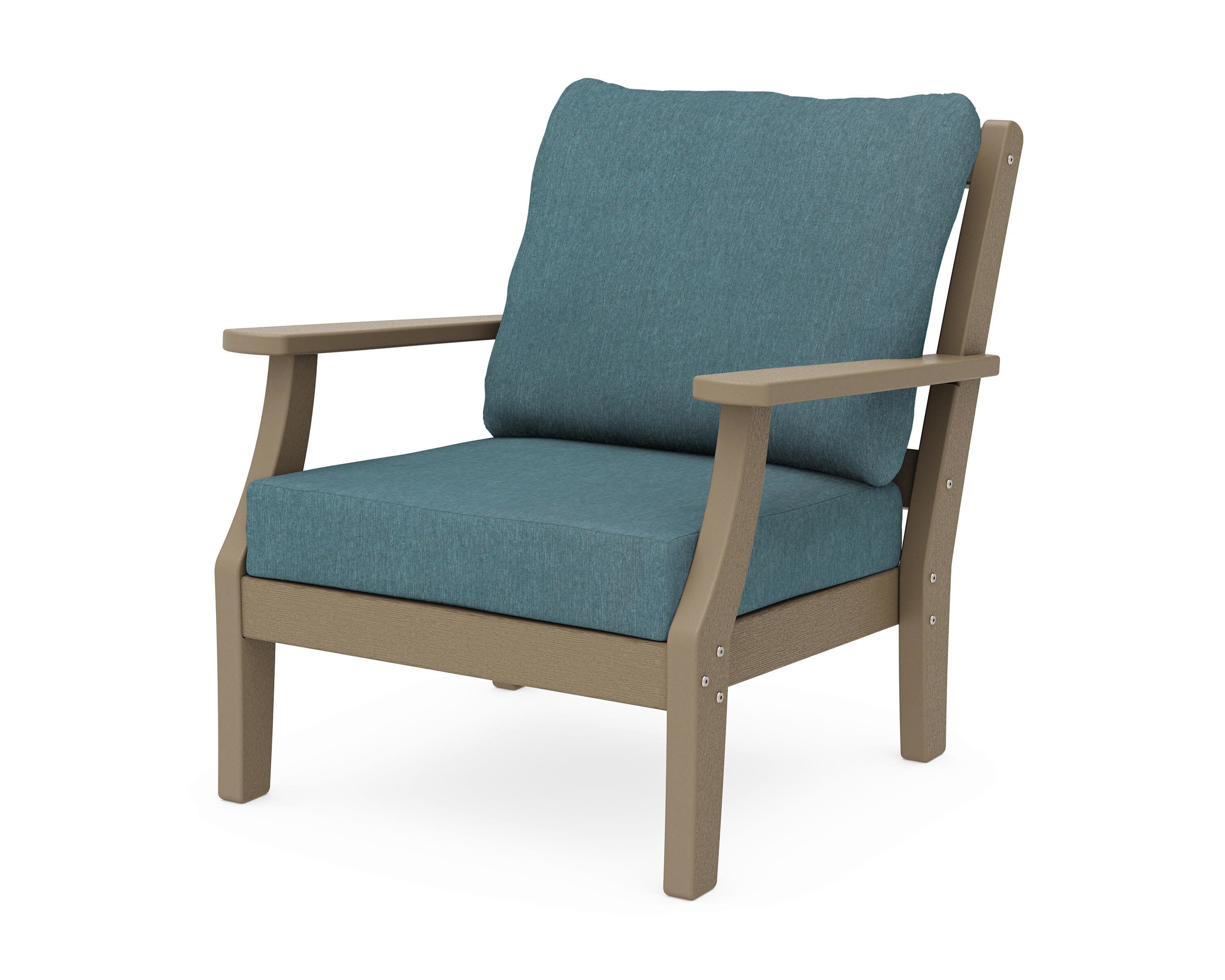 Chinoiserie Deep Seating Chair in Vintage Sahara / Ocean Teal