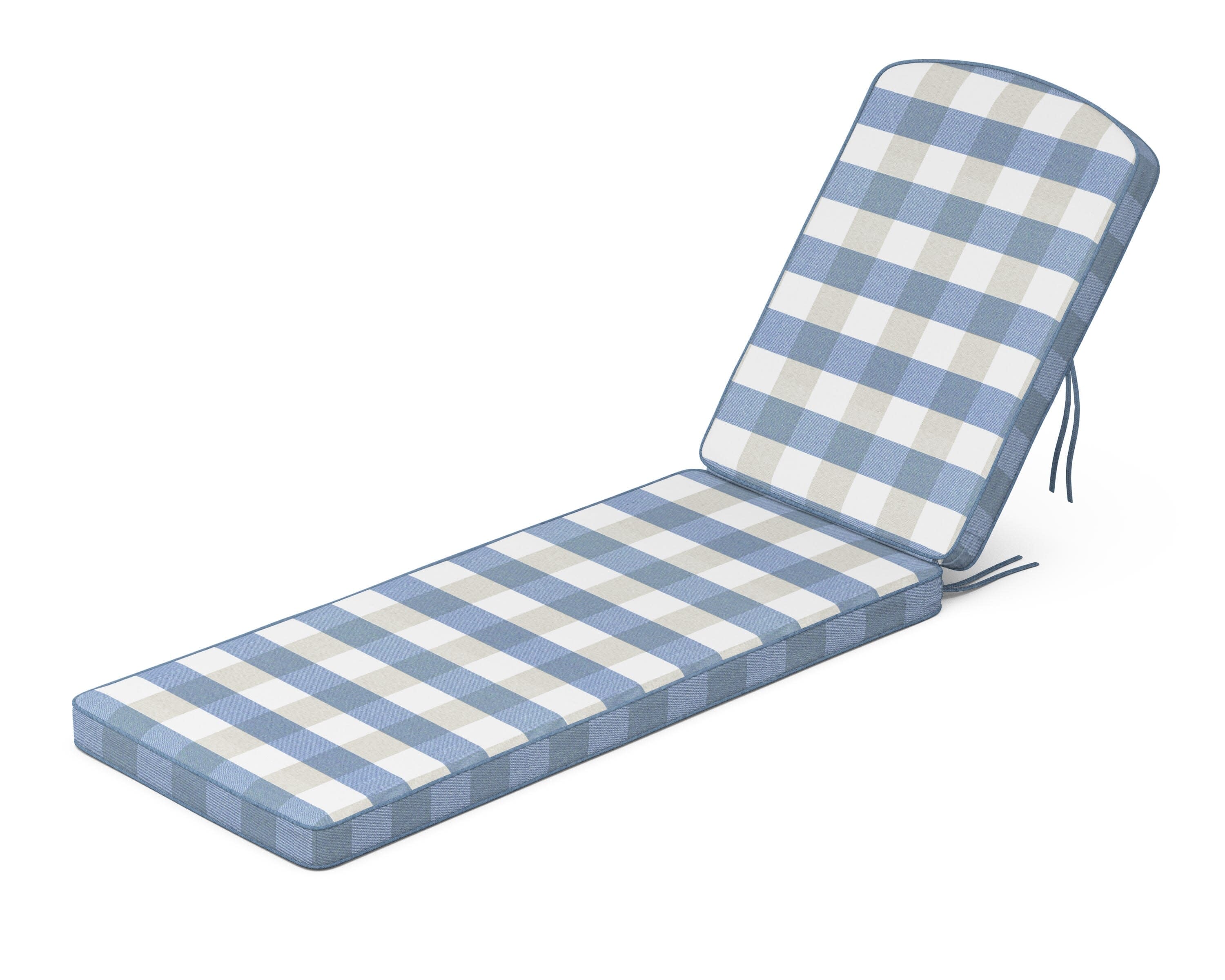 Chinoiserie Chaise Cushion in Buffalo Plaid Sky Blue