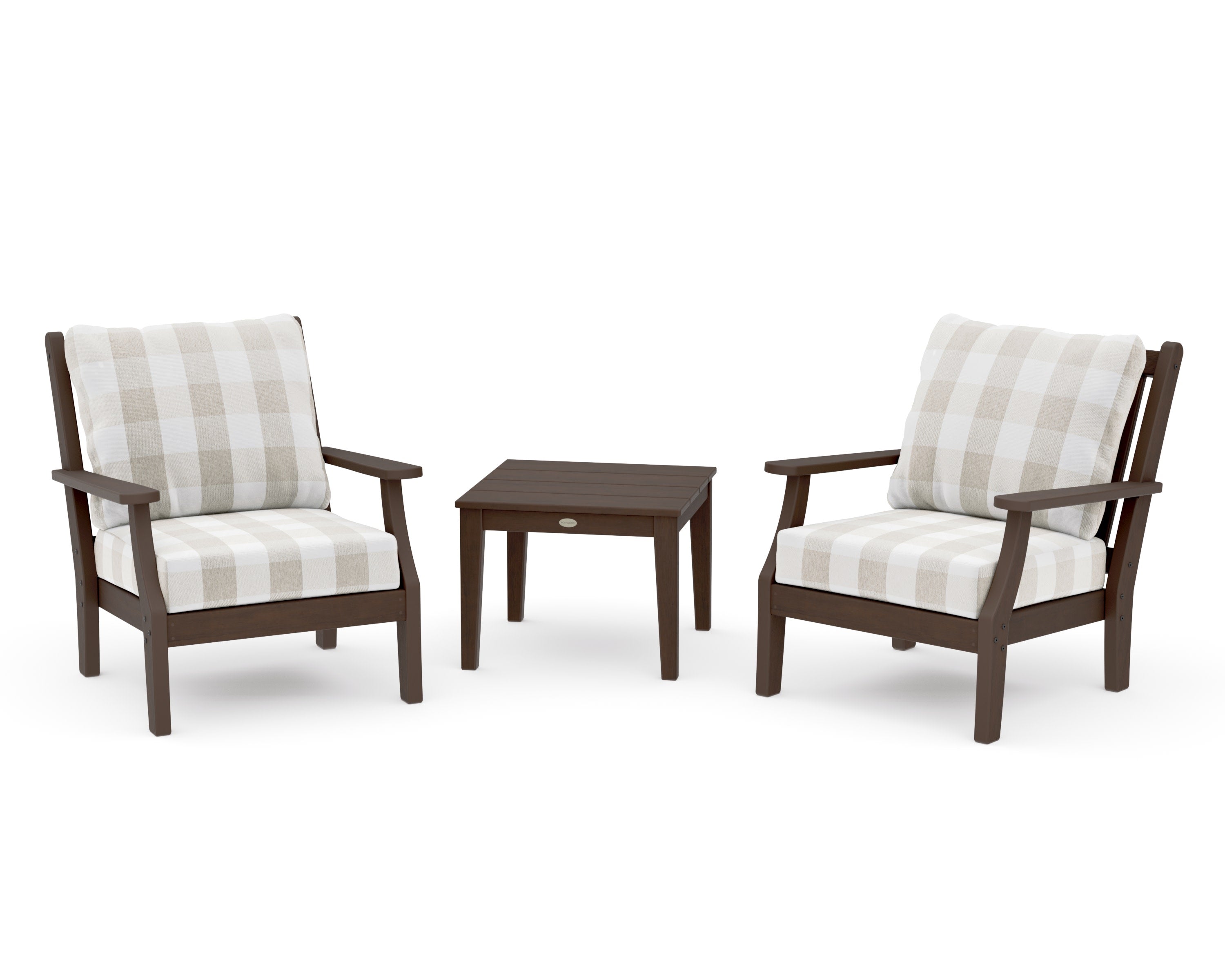 Wovendale 3-Piece Deep Seating Set in Kona / Buffalo Plaid Dune Burlap