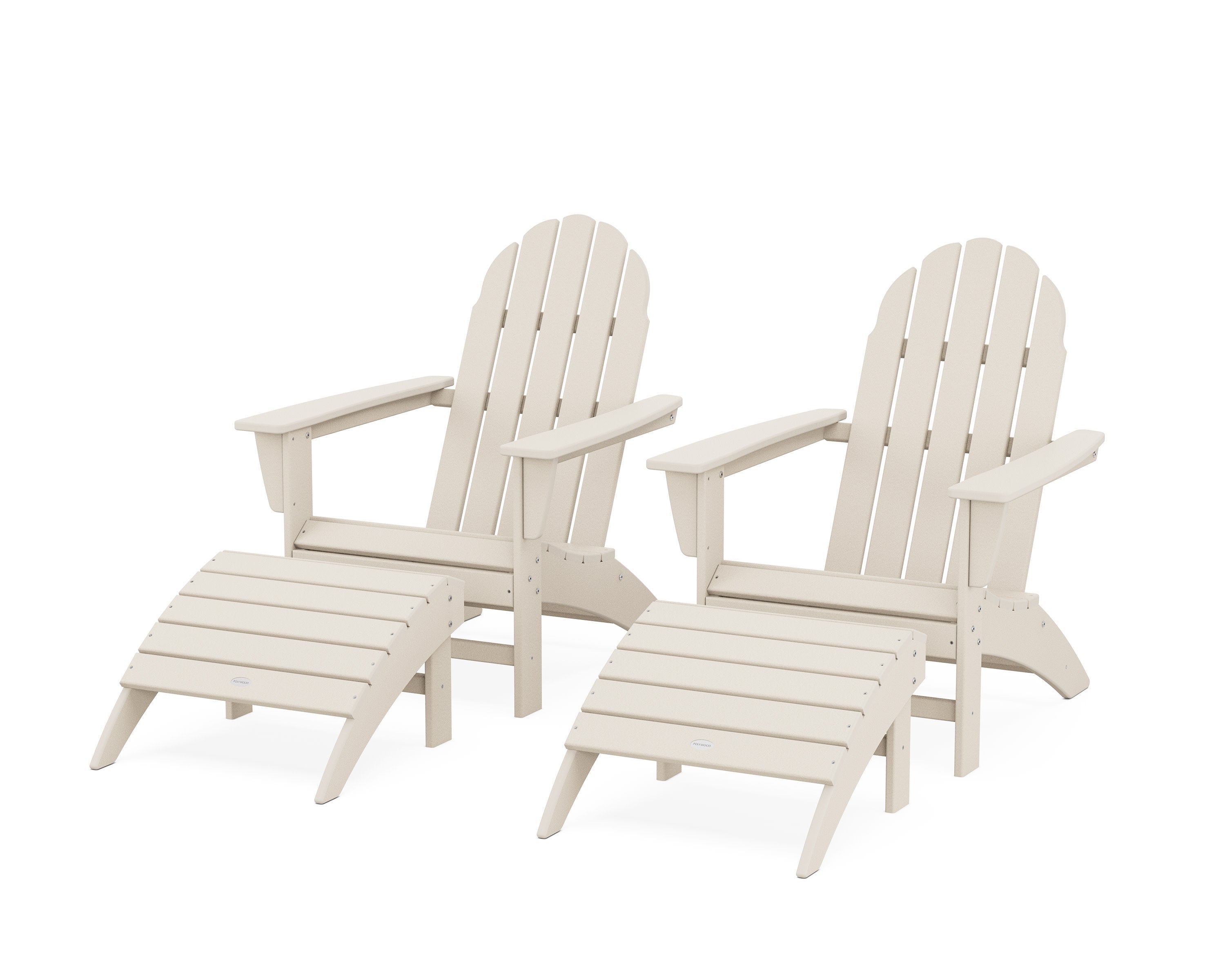 Vineyard Adirondack Chair 4-Piece Set with Ottomans in Sand