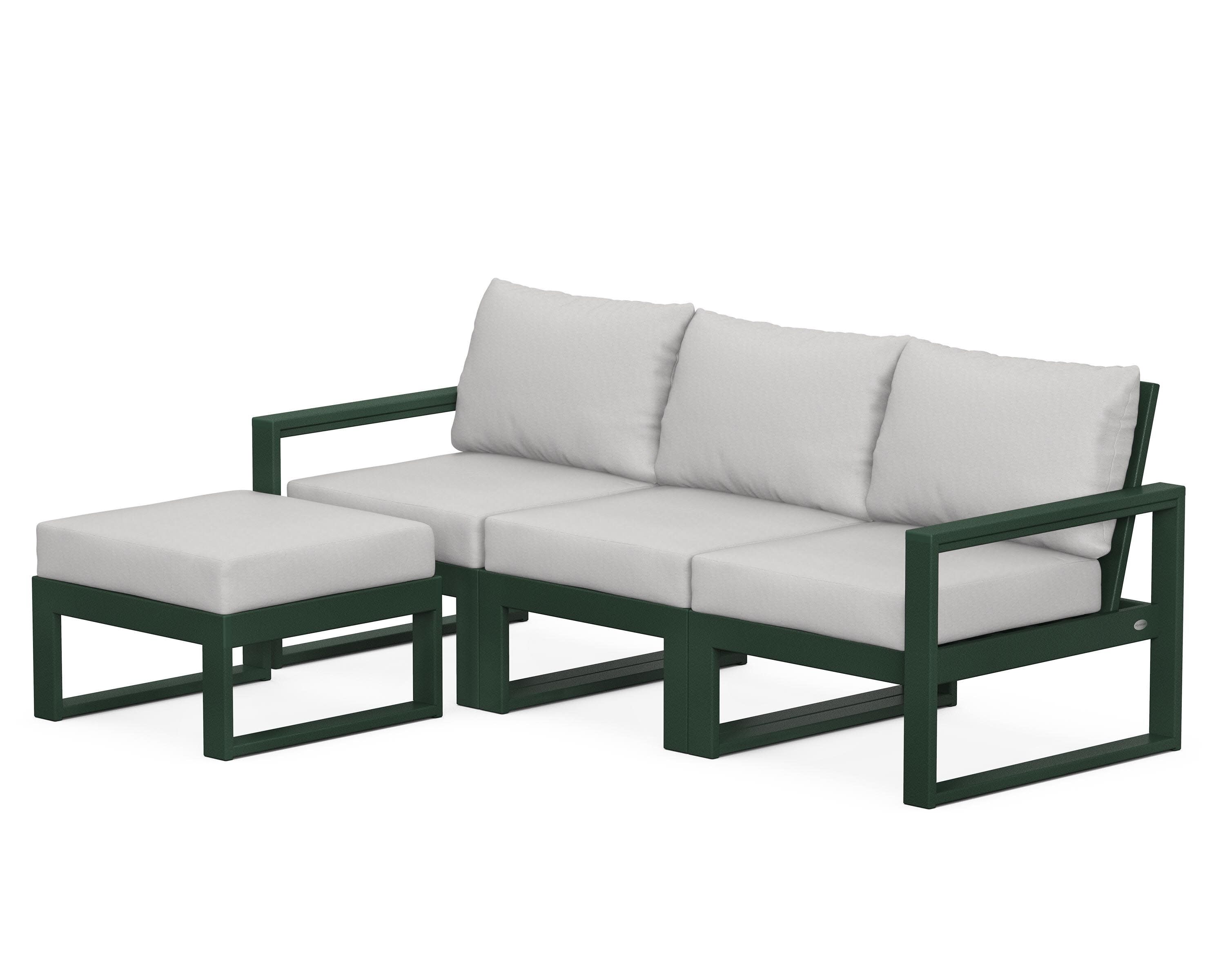 EDGE 4-Piece Modular Deep Seating Set with Ottoman in Green / Diamond in the Rough