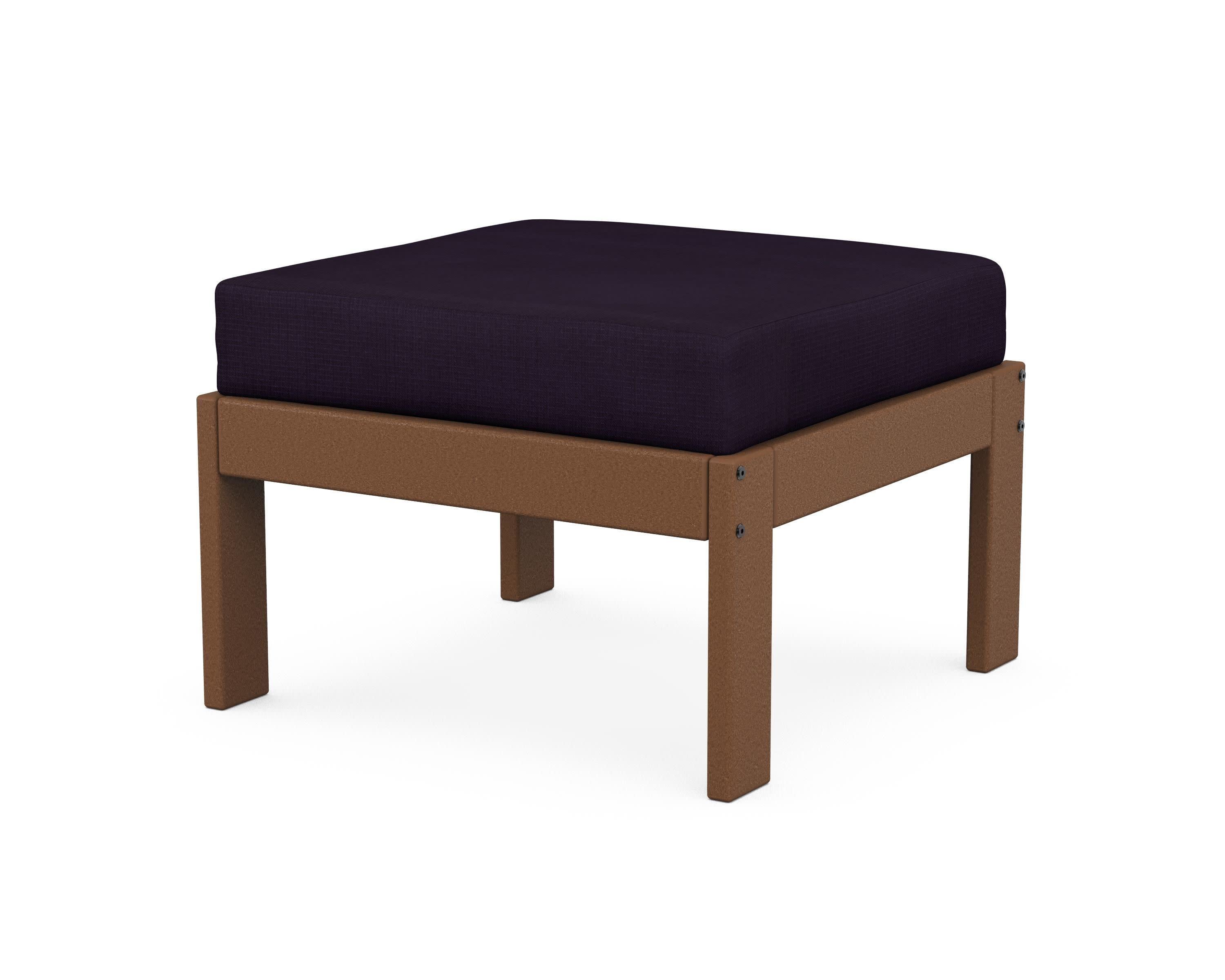 Vineyard Modular Ottoman in Teak / Navy Linen
