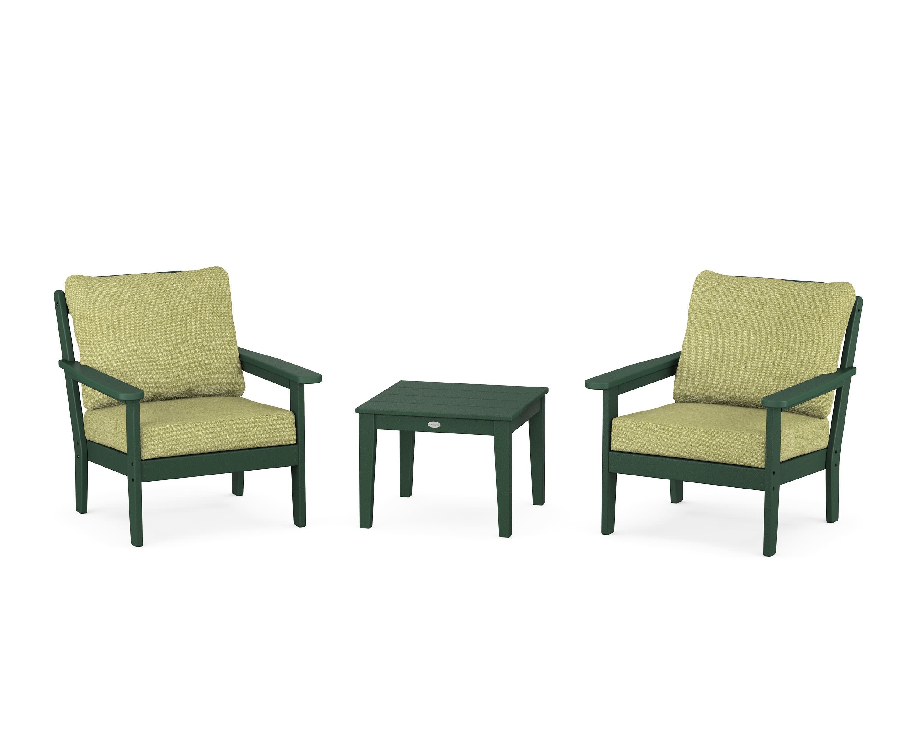 Cottage 3-Piece Deep Seating Set in Green / Chartreuse Boucle