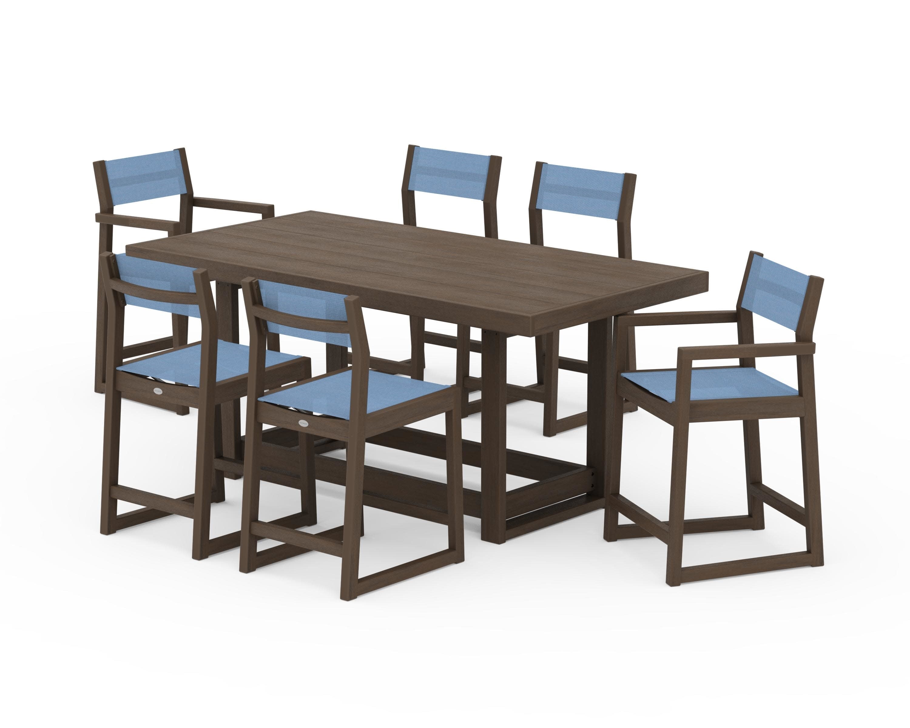 EDGE Sling 7-Piece Counter Table Set in Kona / Poolside Sling