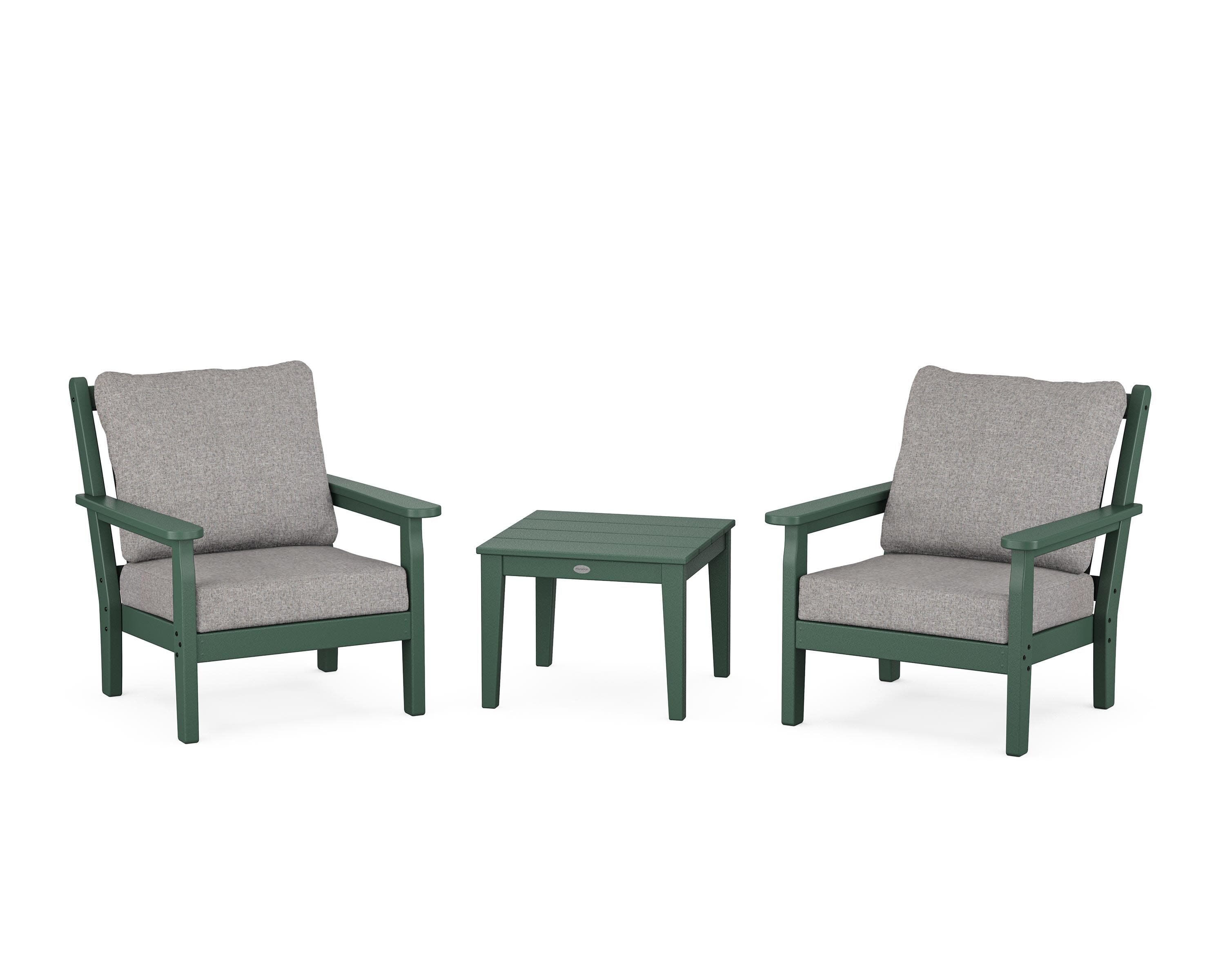 Chippendale 3-Piece Deep Seating Set in Green / Grey Mist