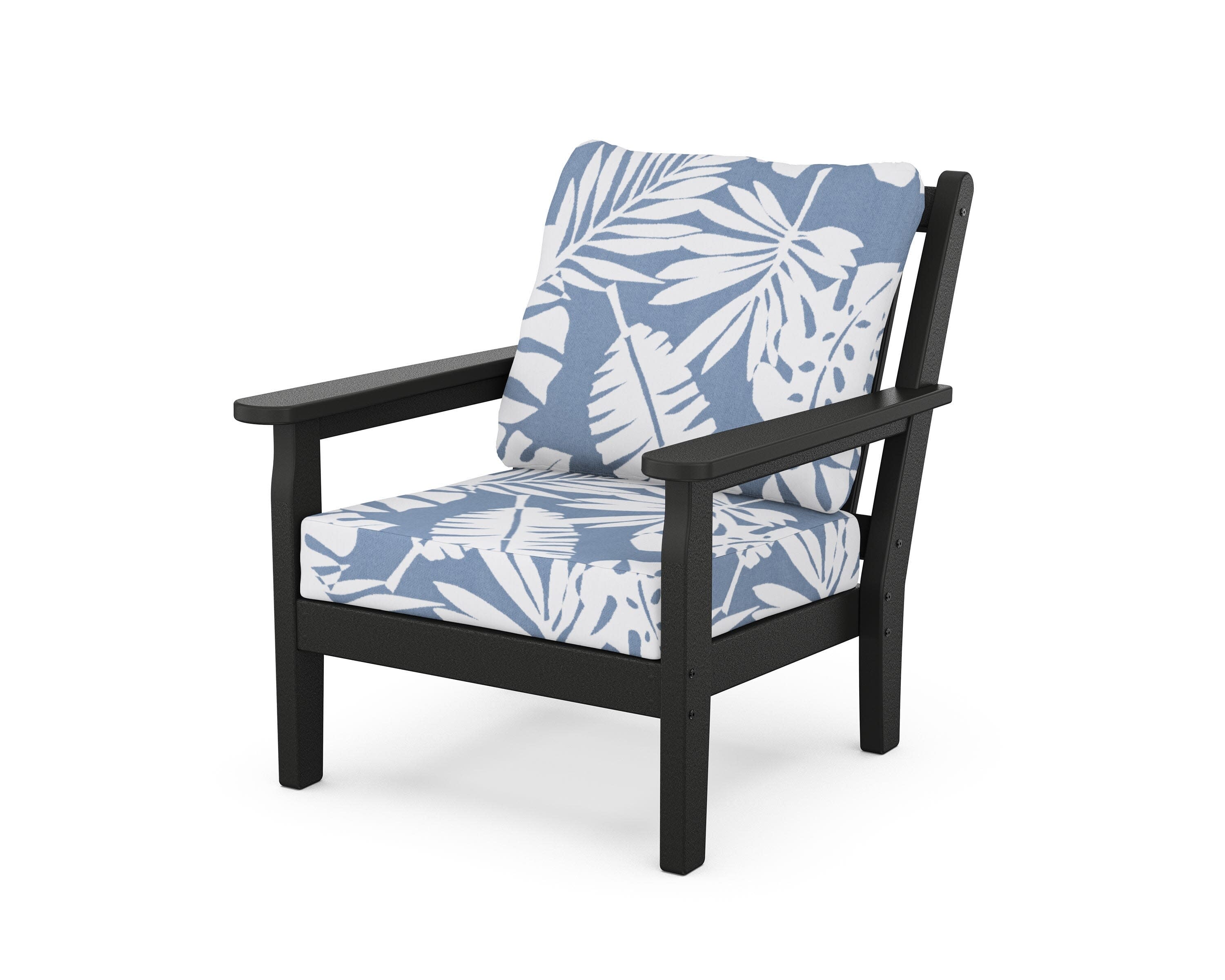 Chippendale Deep Seating Chair in Black / Leaf Sky Blue