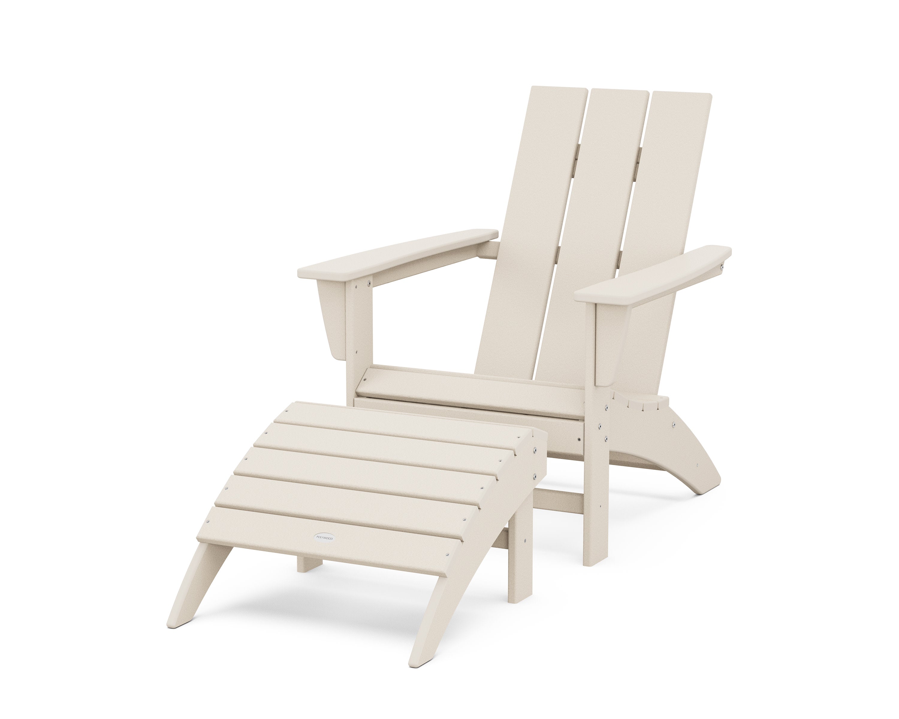 Modern Adirondack Chair 2-Piece Set with Ottoman in Sand