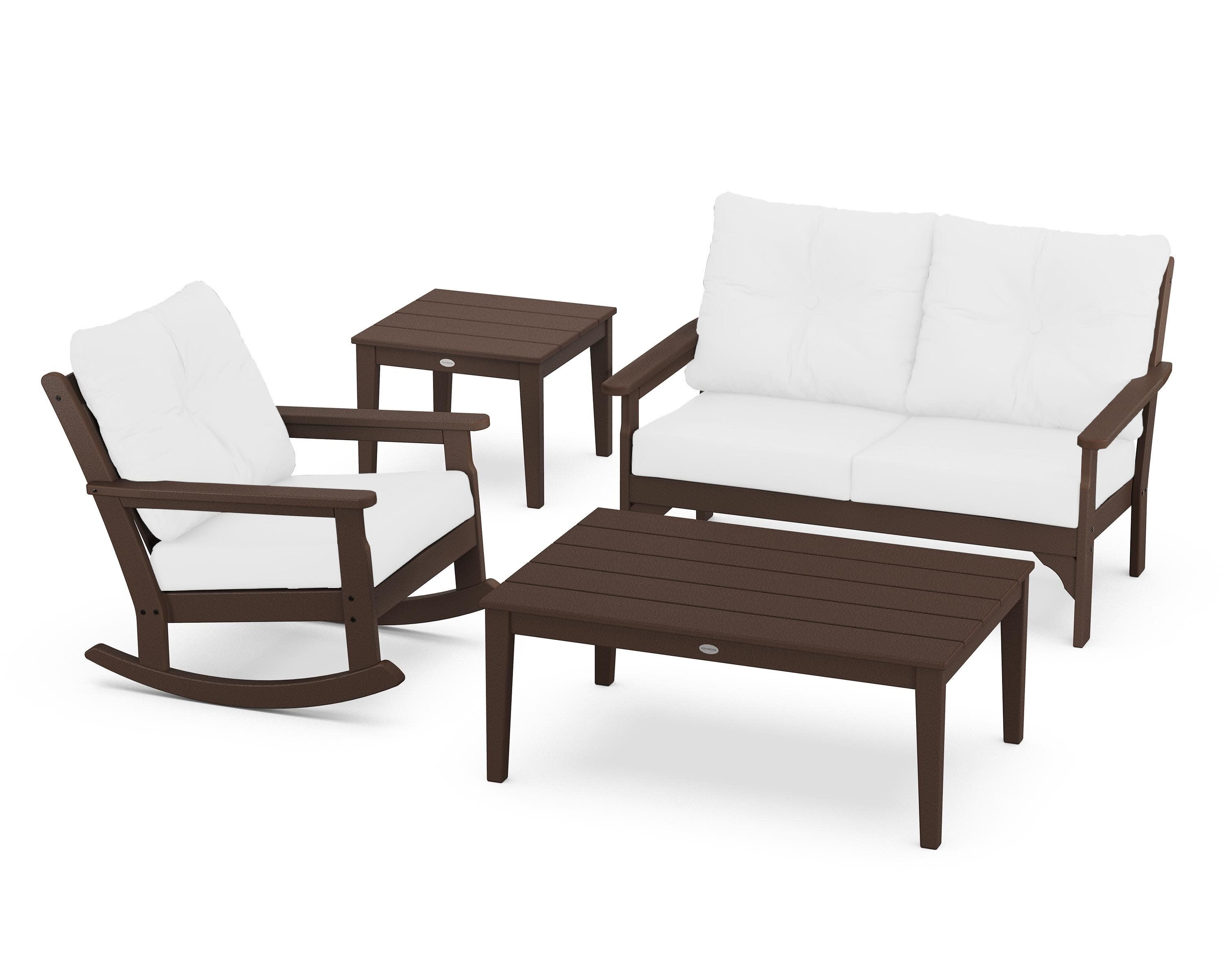 Vineyard 4-Piece Deep Seating Rocker Set in Mahogany / Natural