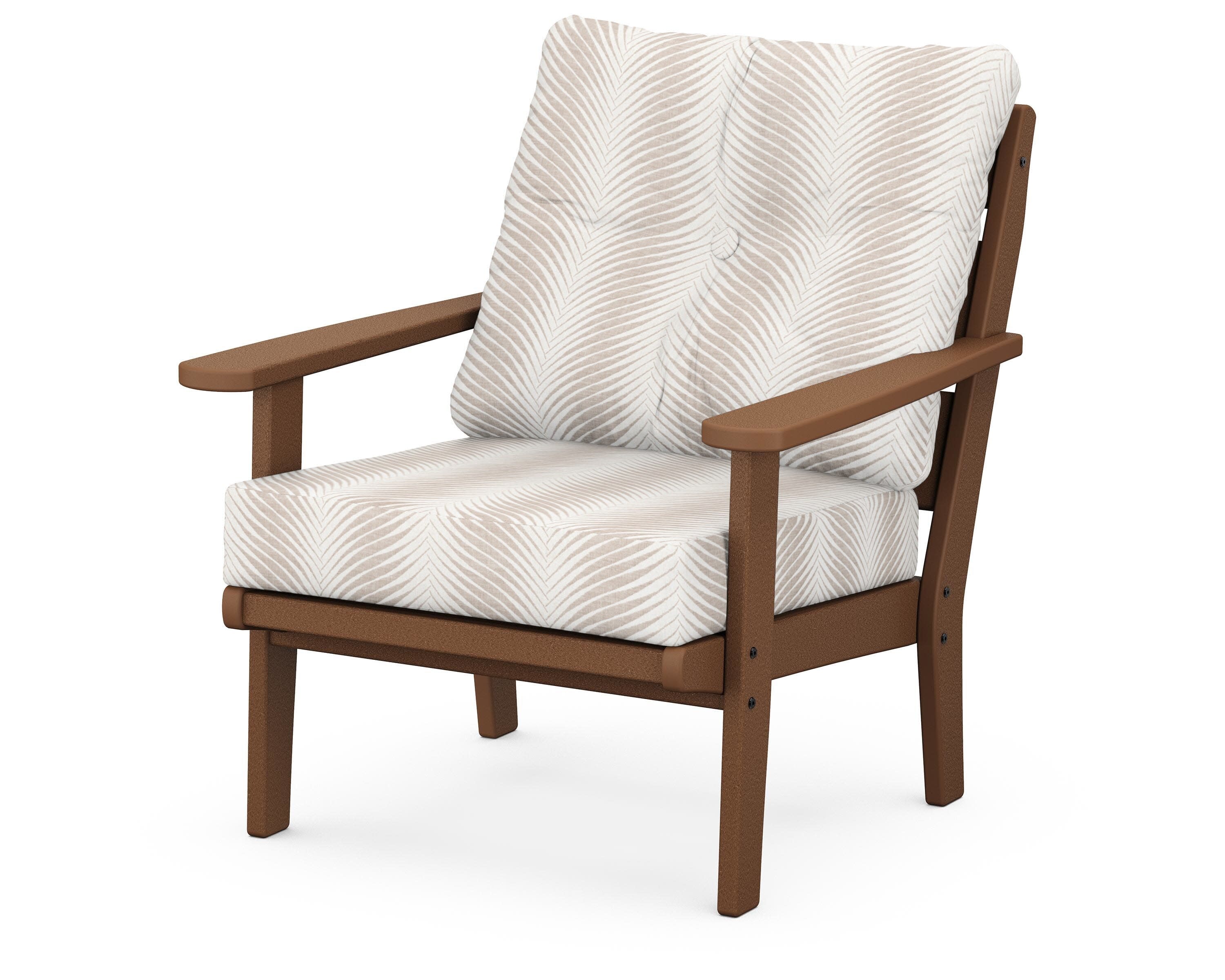 Lakeside Deep Seating Chair in Teak / Clock Out Cloud