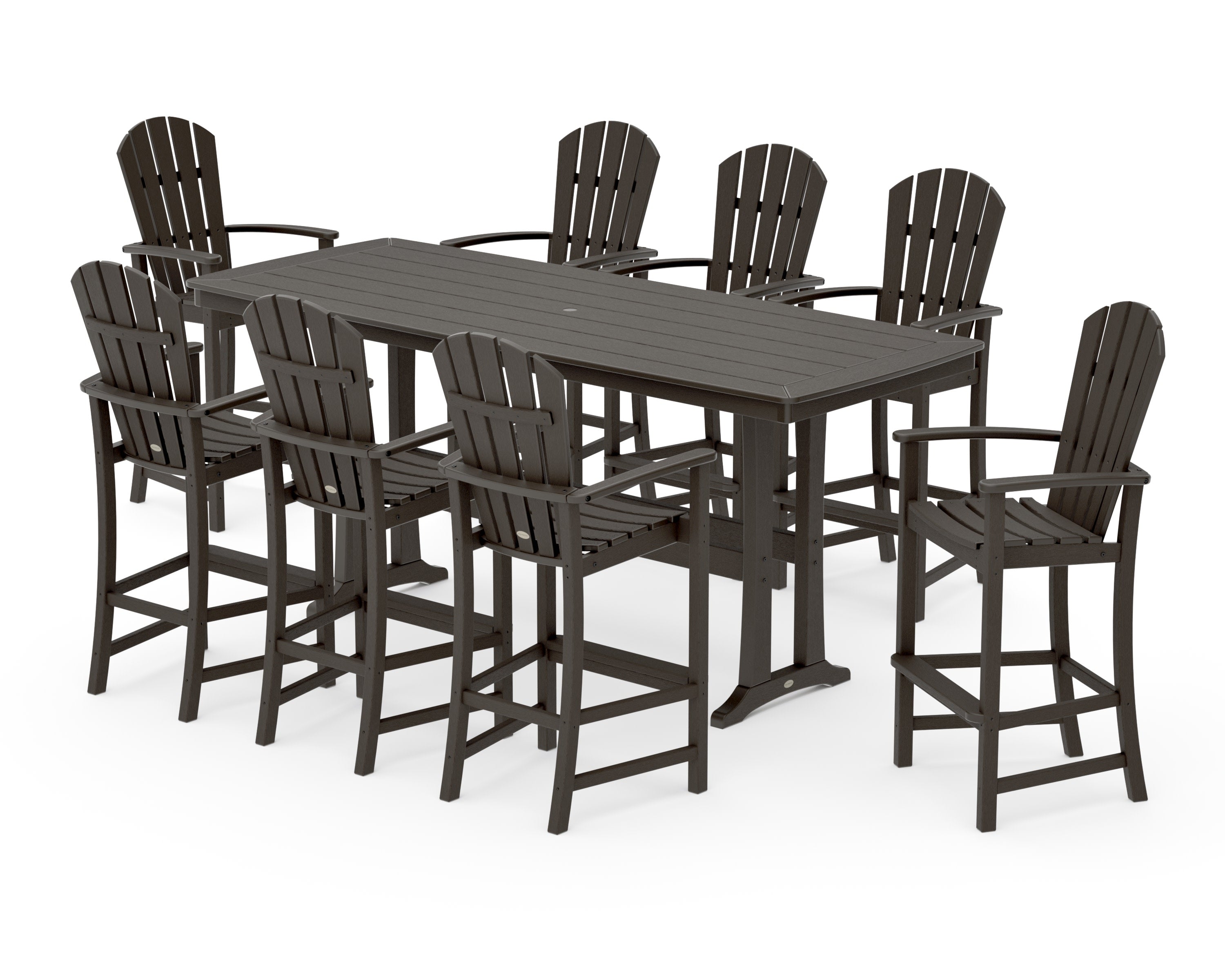 Palm Coast 9-Piece Bar Set with Trestle Legs in Vintage Coffee