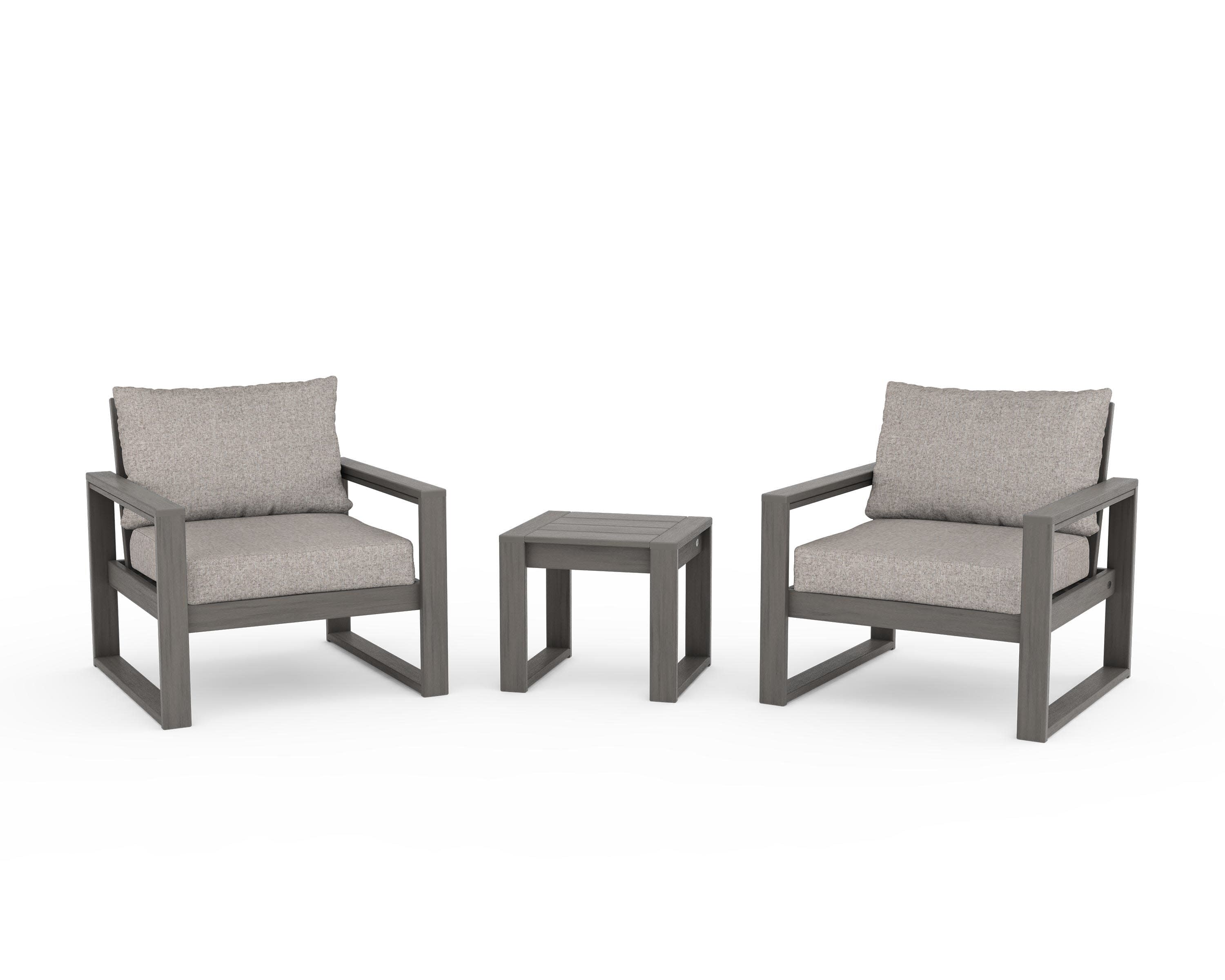 EDGE Sectional 3-Piece Deep Seating Set in Driftwood / Weathered Tweed