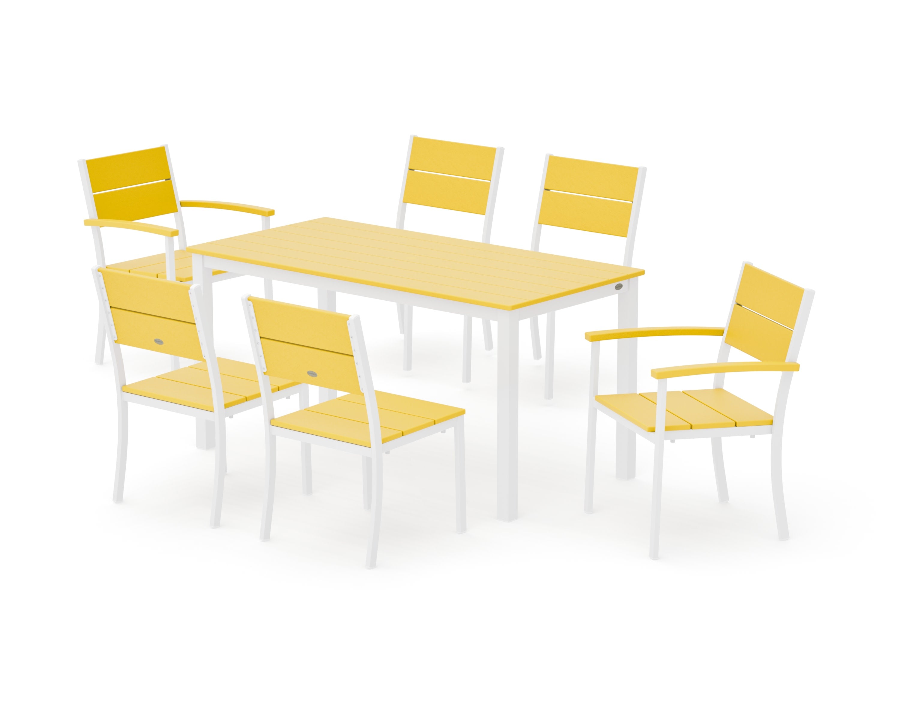 Main Street 7-Piece Dining Set in White / Lemon