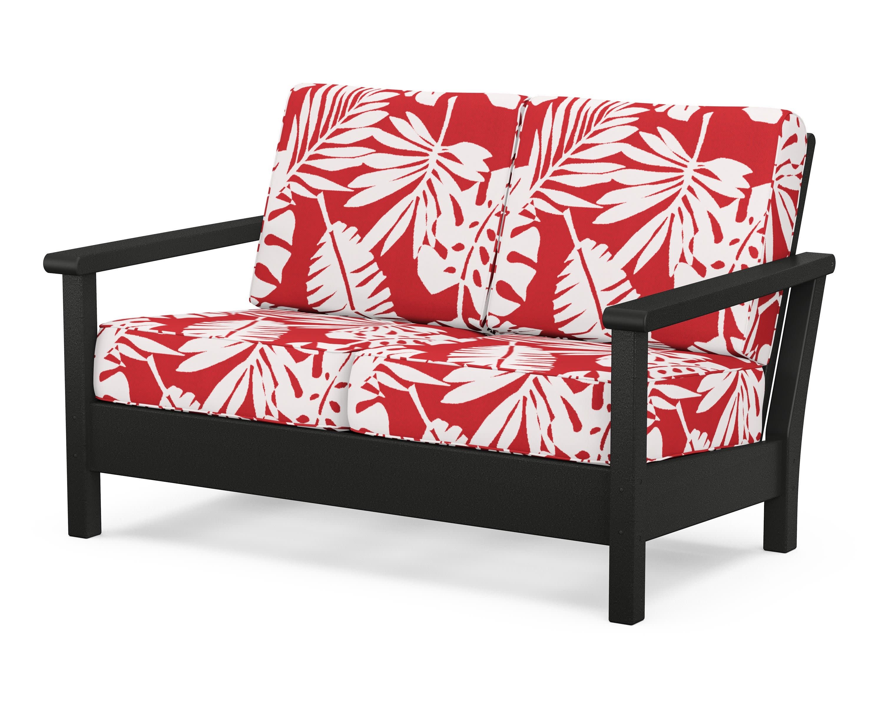 Harbour Deep Seating Loveseat in Black / Leaf Crimson