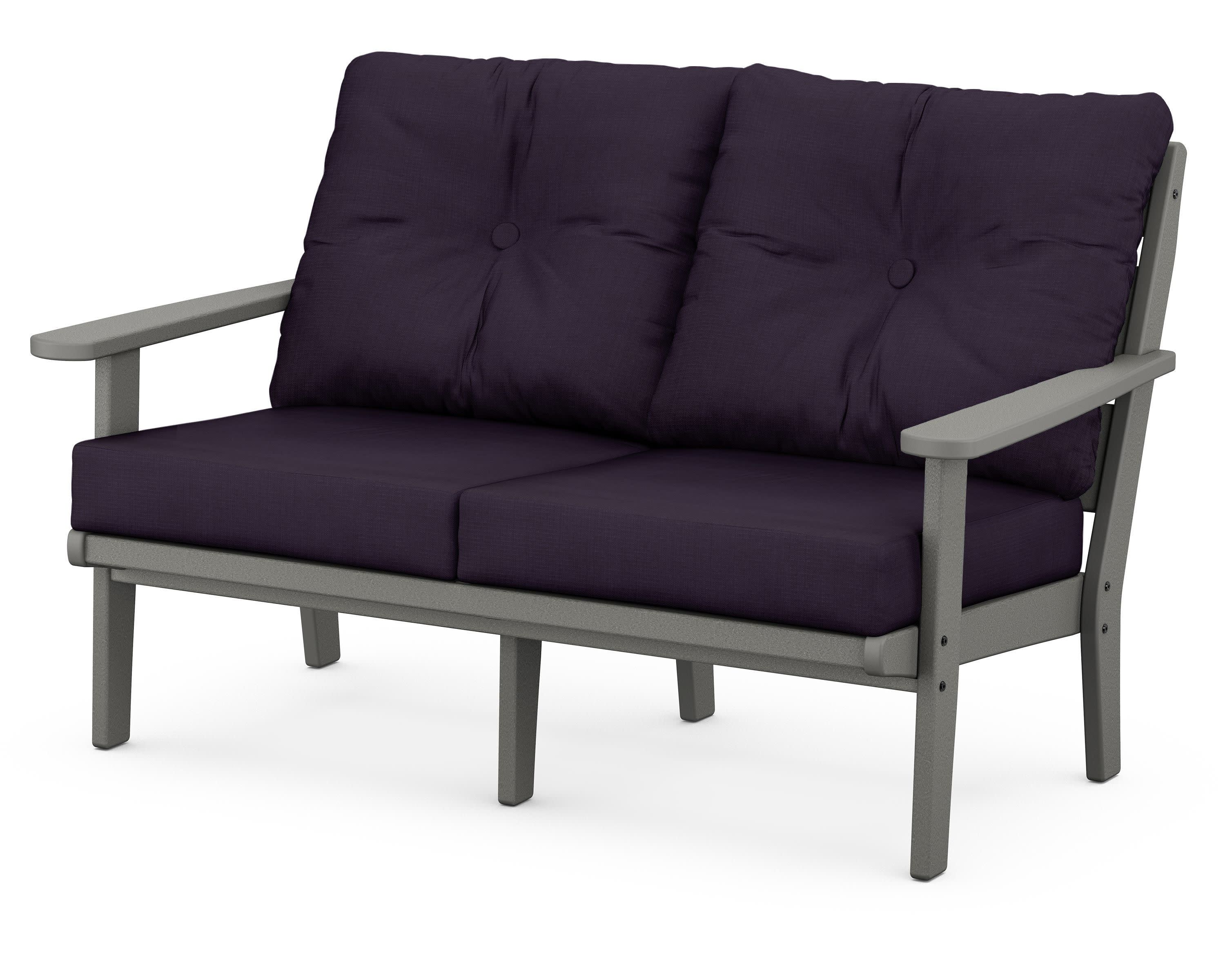 Lakeside Deep Seating Loveseat in Slate Grey / Navy Linen