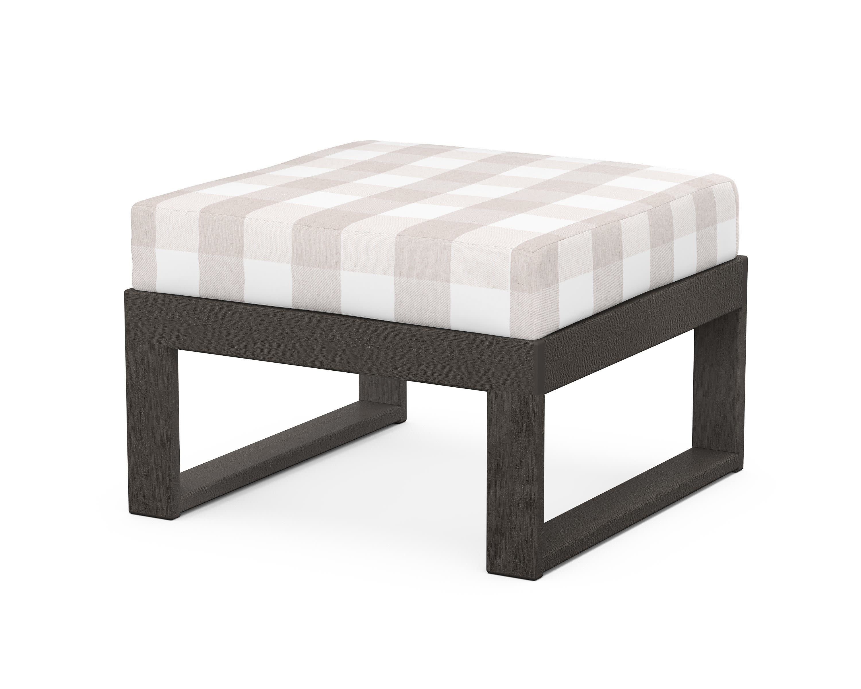 Modular Ottoman - Modern in Vintage Coffee / Buffalo Plaid Dune Burlap