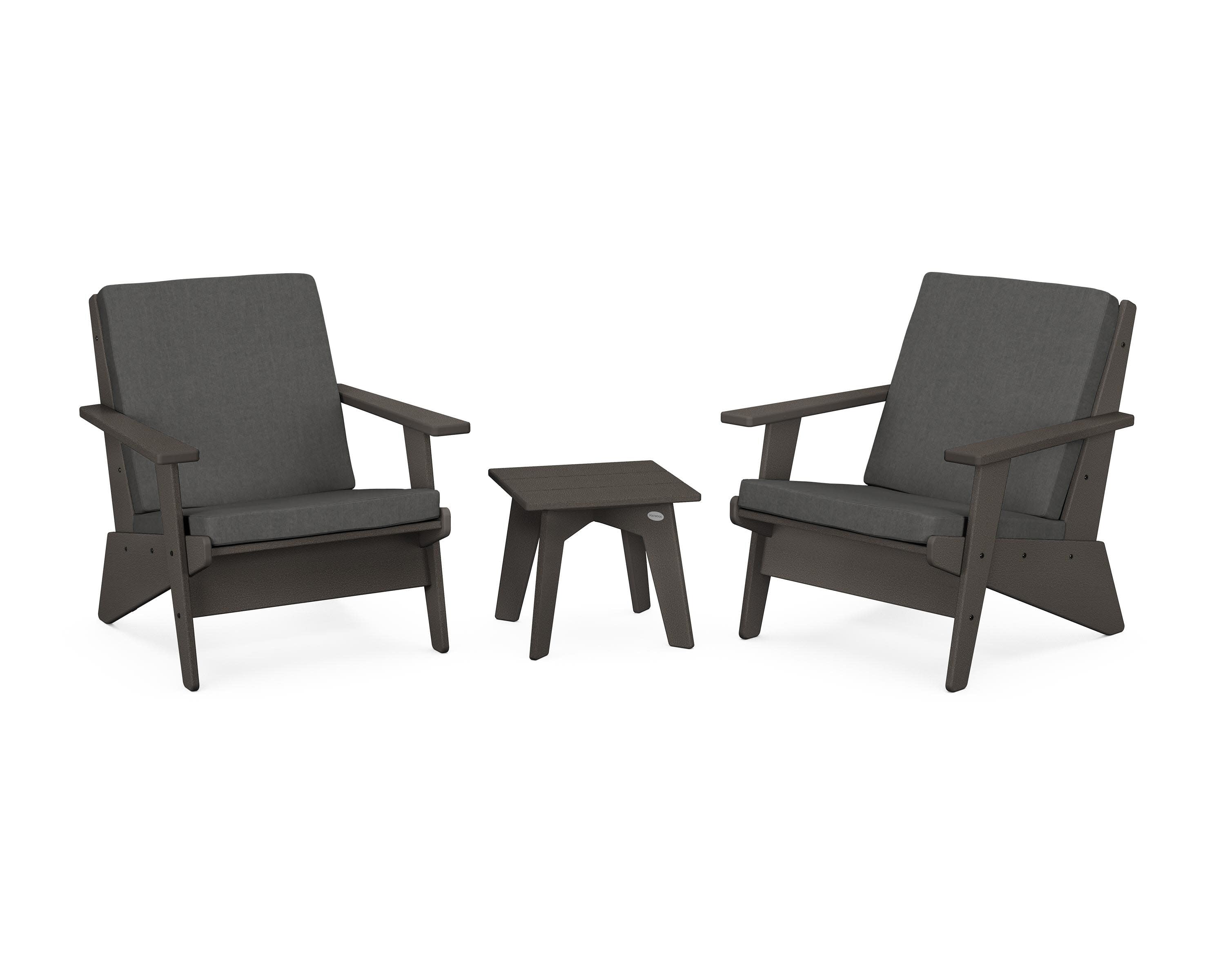 Riviera Modern Lounge 3-Piece Set in Vintage Coffee / Spectrum Carbon
