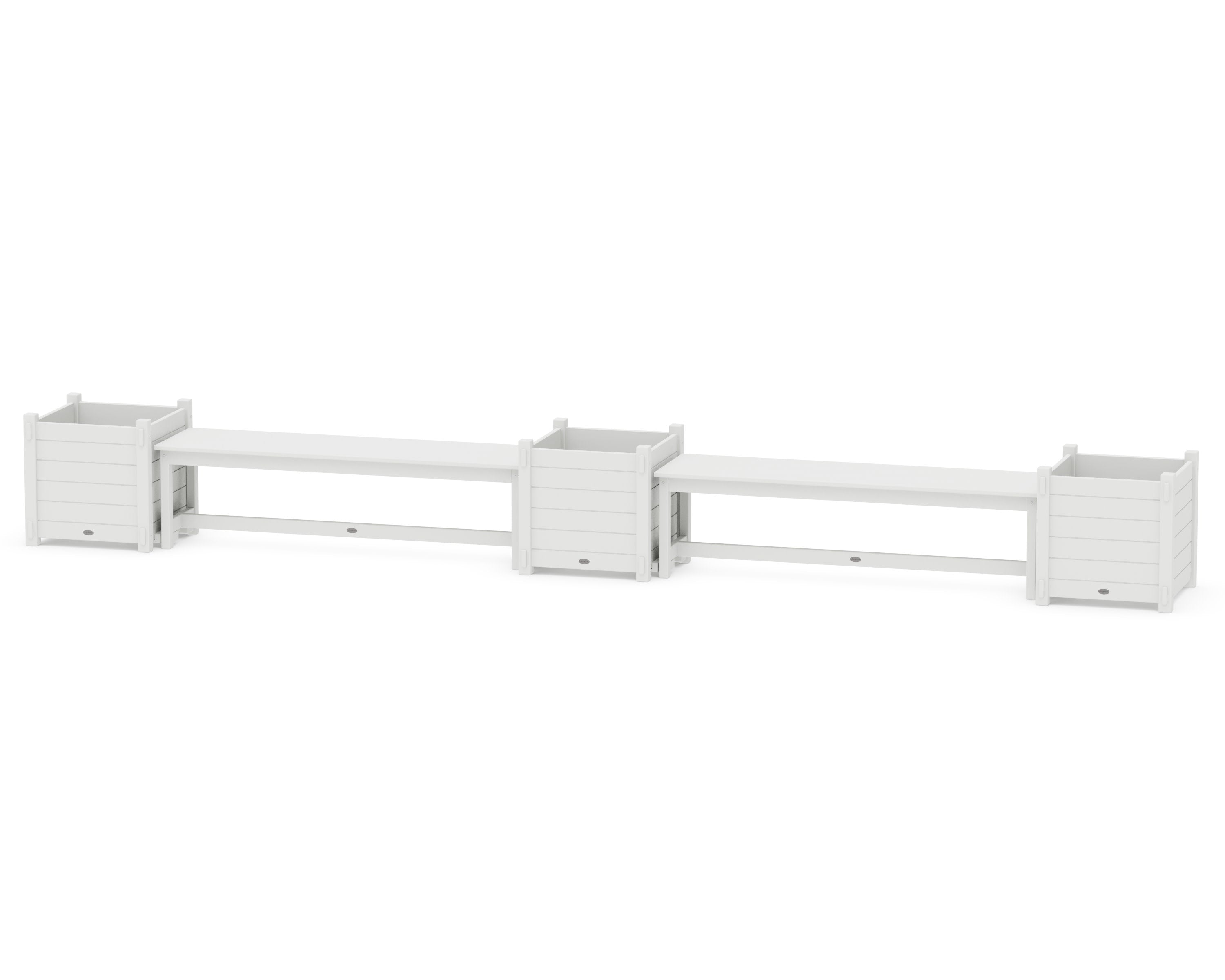 60" Nautical Straight Double Planter Bench Set - Large in White