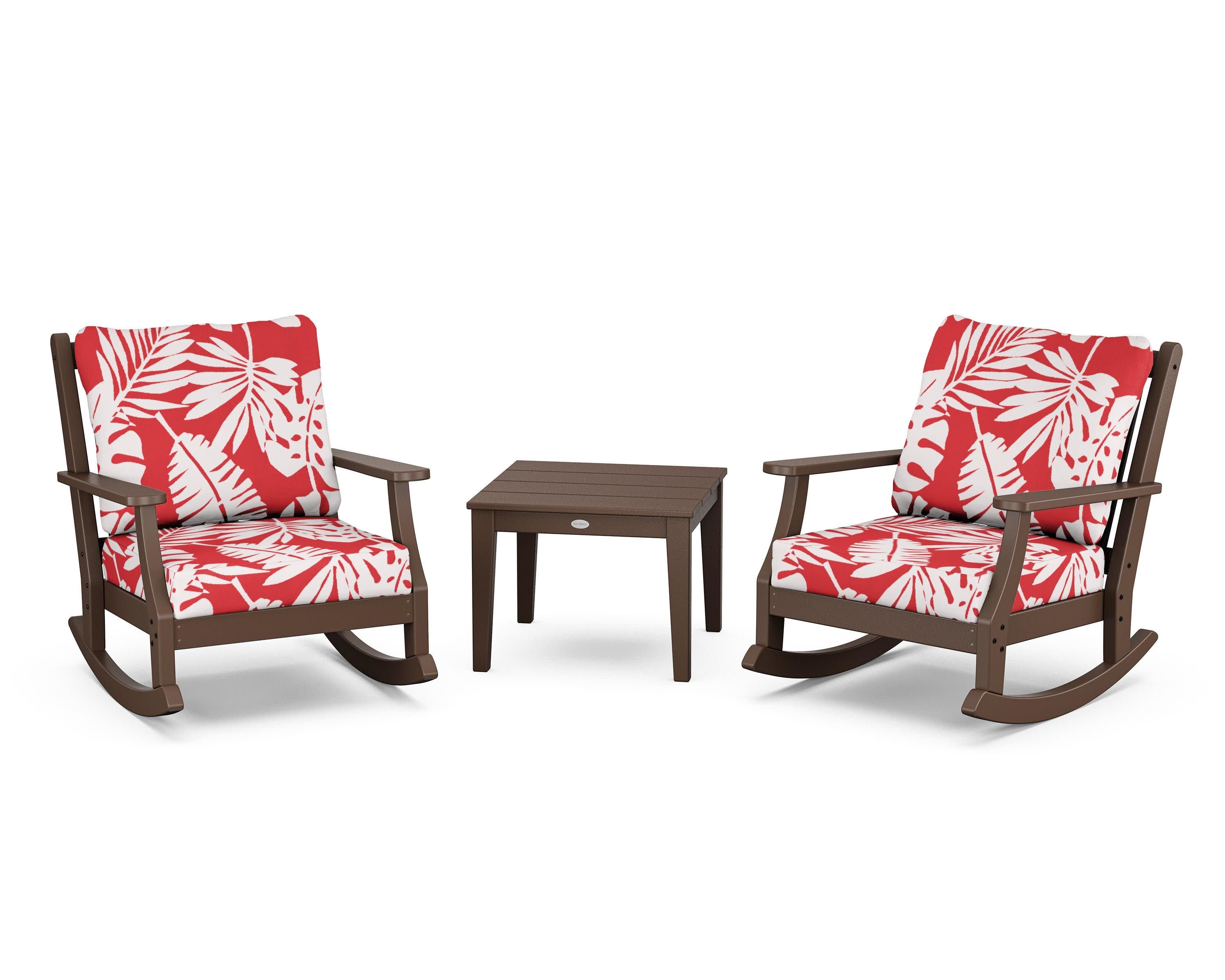 Wovendale 3-Piece Deep Seating Rocker Set in Mahogany / Leaf Crimson