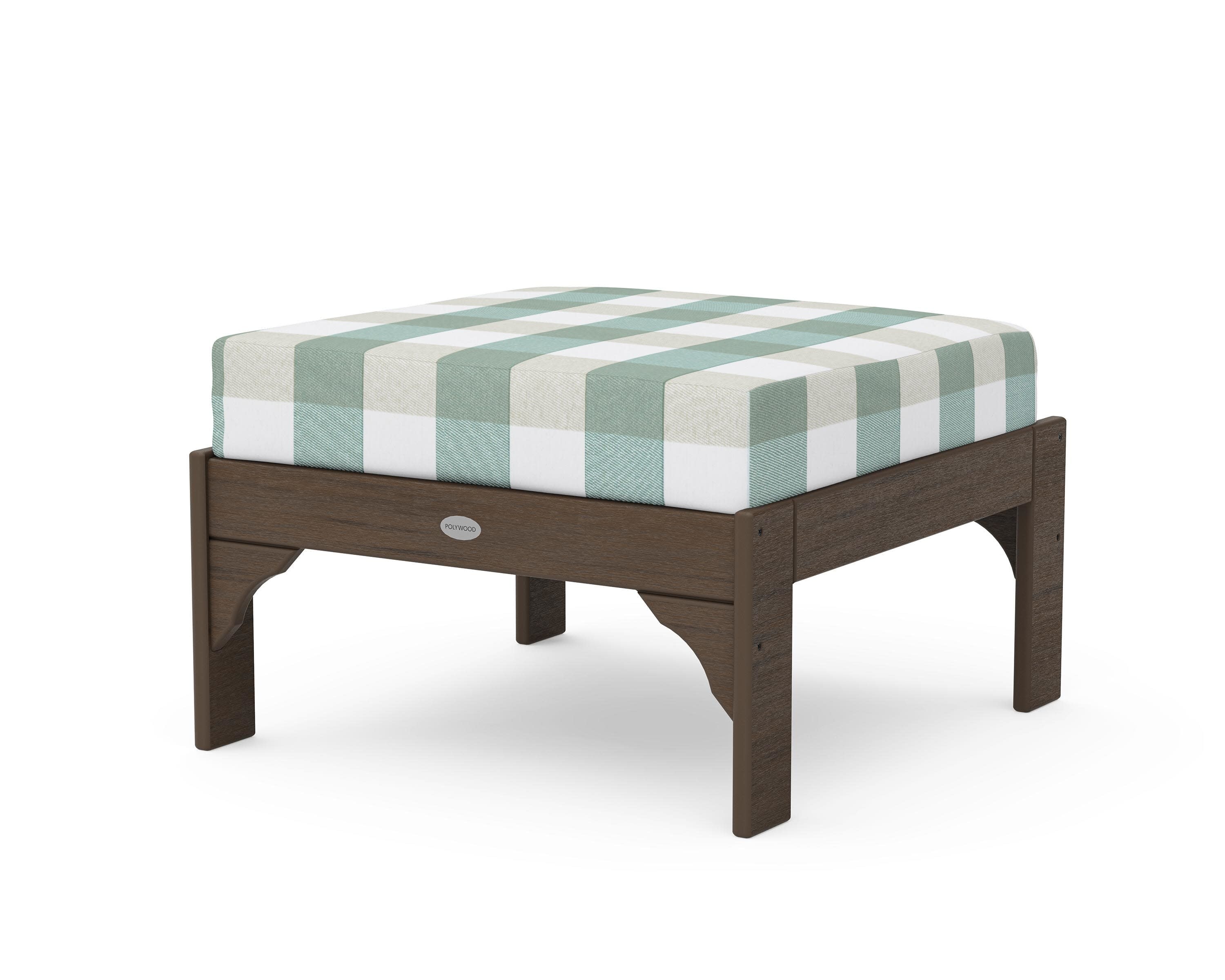Vineyard Deep Seating Ottoman in Kona / Buffalo Plaid Glacier Spa